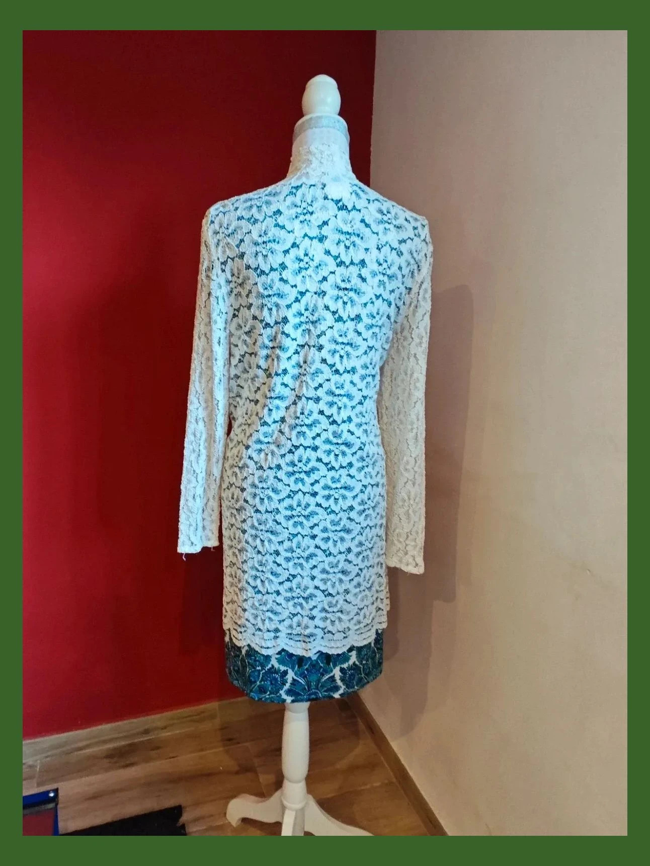 🌺 Elegante blazer larga de boutique, de blonda tono crema – Ropa Nova – taille XL / 42 / 14 4