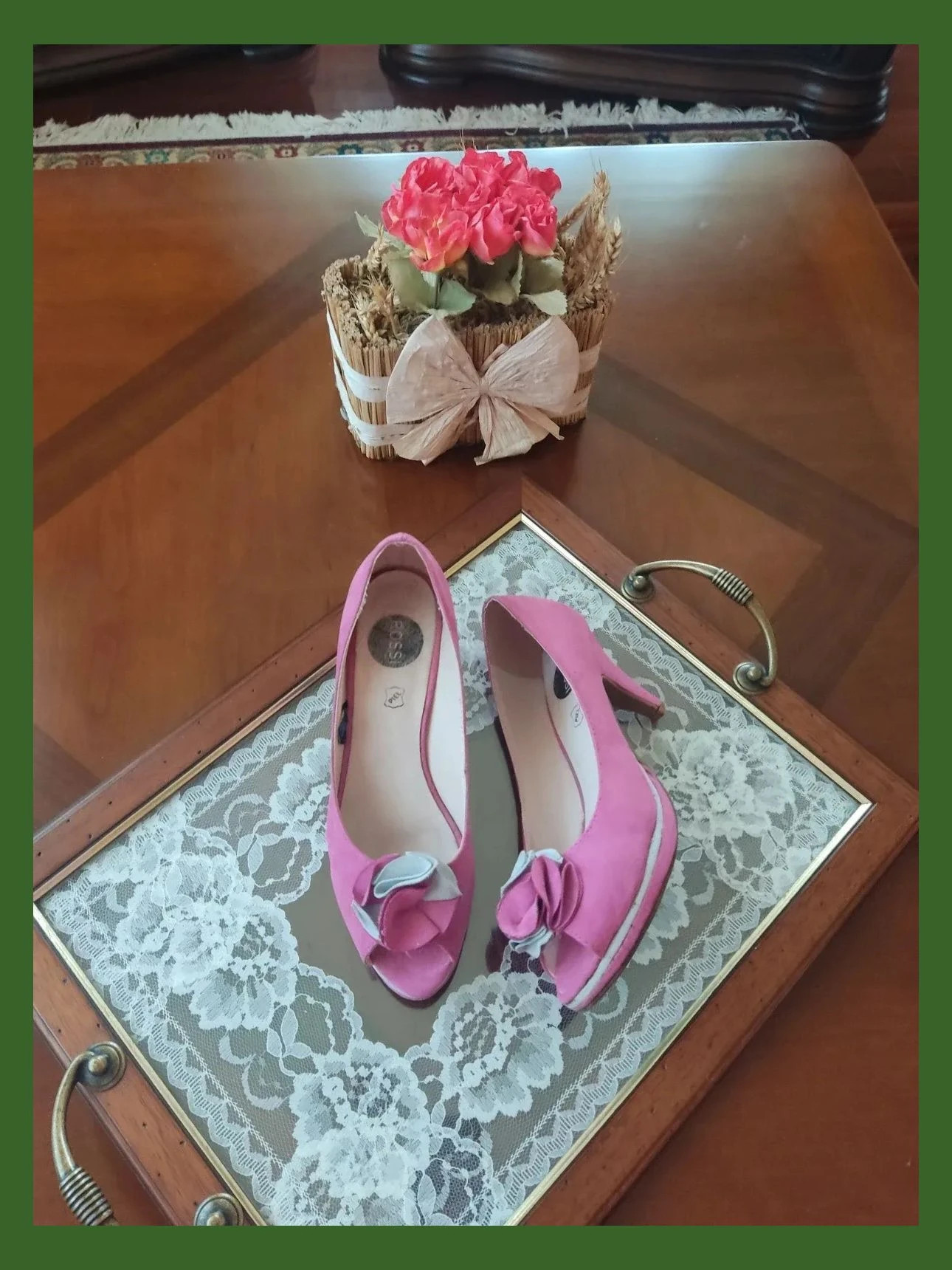 🌺Zapatos peep toe de piel fucsia y gris con pequeña plataforma, número 37 – ROSSI – taille 37 3