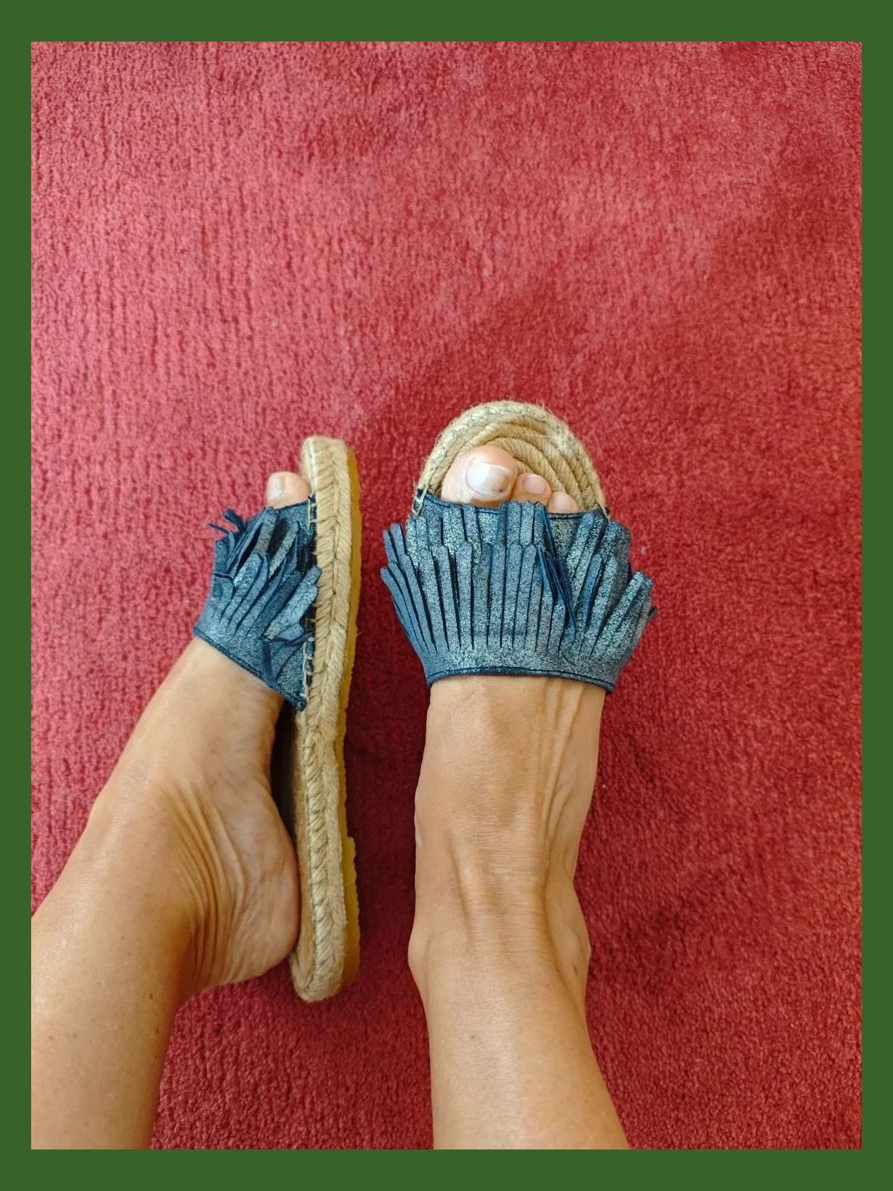 🌺Chanclas comodisimas de yute y piel azul con brillos – Made In Spain – taille 37 2