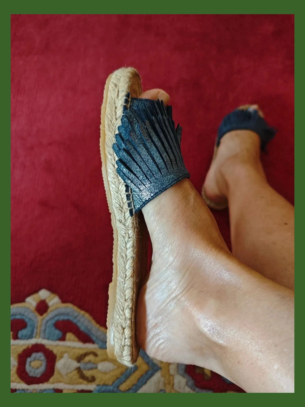 🌺Chanclas comodisimas de yute y piel azul con brillos – Made In Spain – taille 37 3
