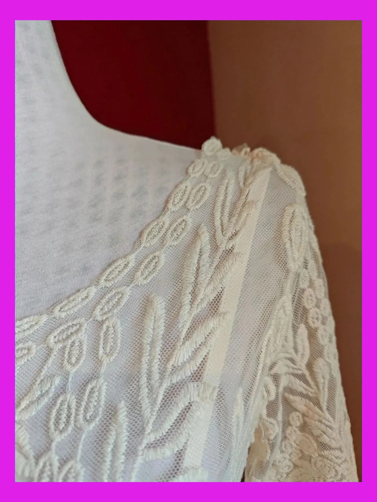 🌺 Precioso vestido de gasa con bordados tono crema y vestido interior, de Vila – Vila – taille S / 36 / 8 5