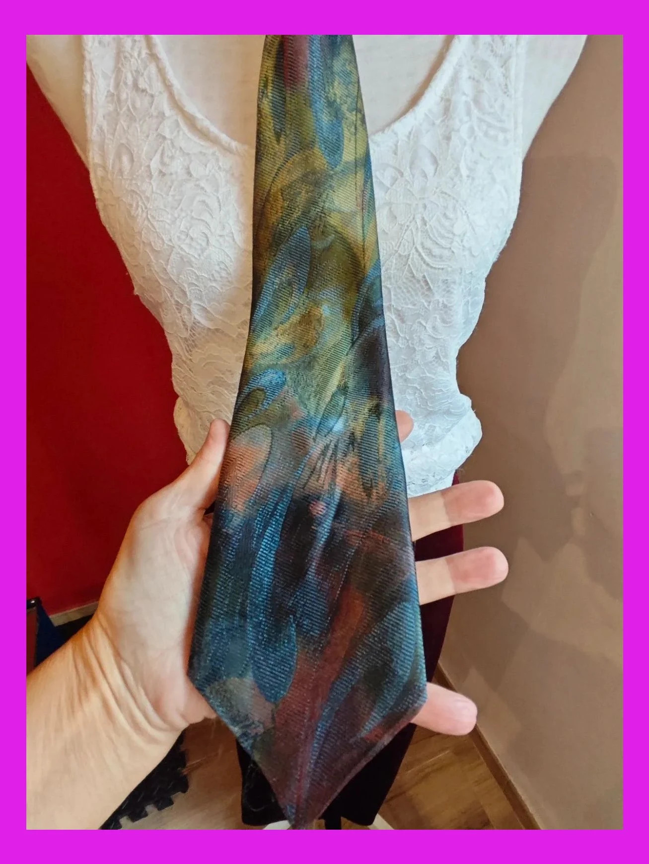 🌺 Elegante corbata tonos satinados verde, azul y dorado – ANDREU1940 2