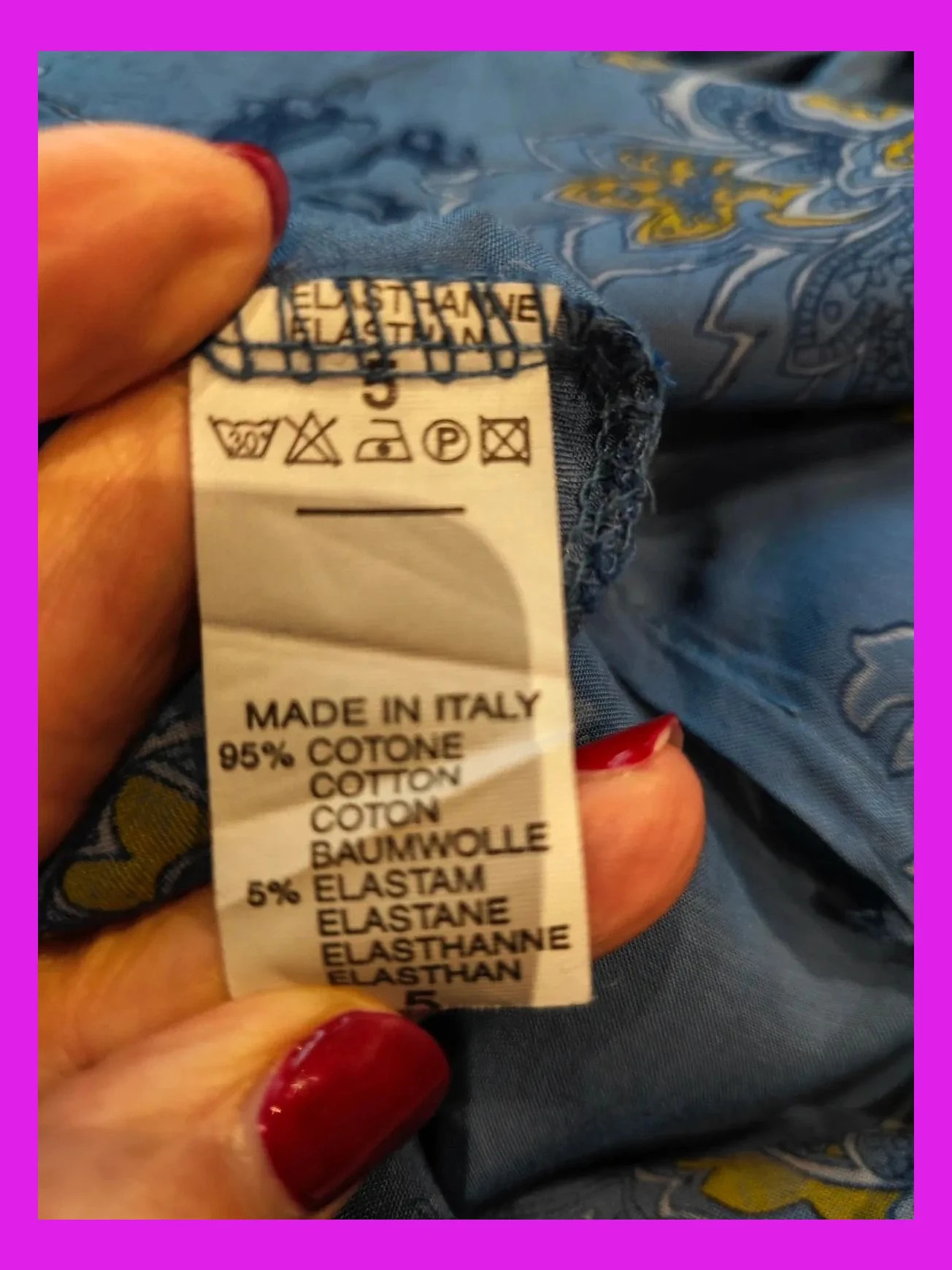 🌺Blusa azul con estampado en el bajo y pliegues en cuello – taille 4XL / 48 / 20 5