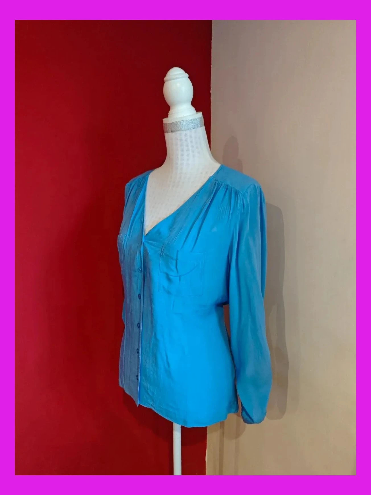 🌺Camisa básica azul con mangas ajustables, talla L – Atmosphere – taille L / 40 / 12 2
