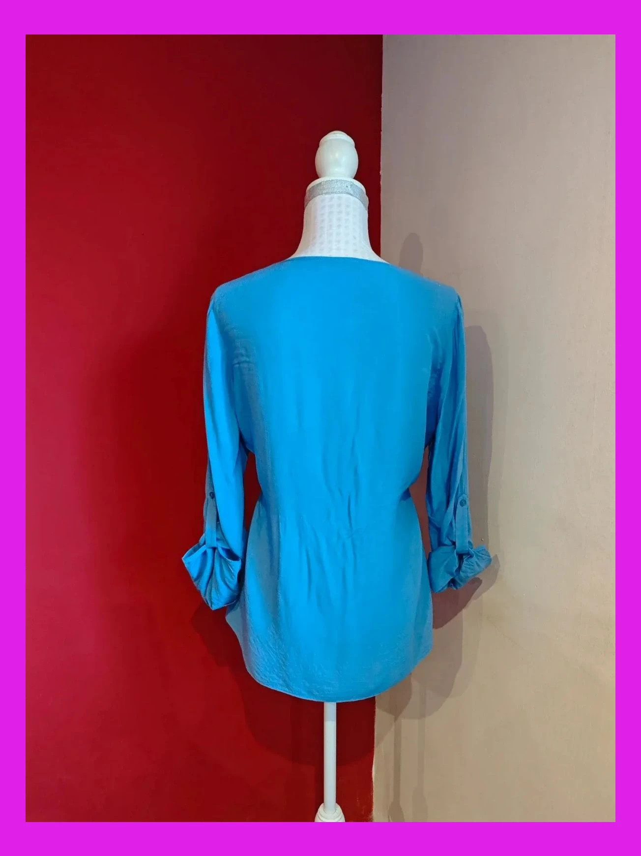 🌺Camisa básica azul con mangas ajustables, talla L – Atmosphere – taille L / 40 / 12 4
