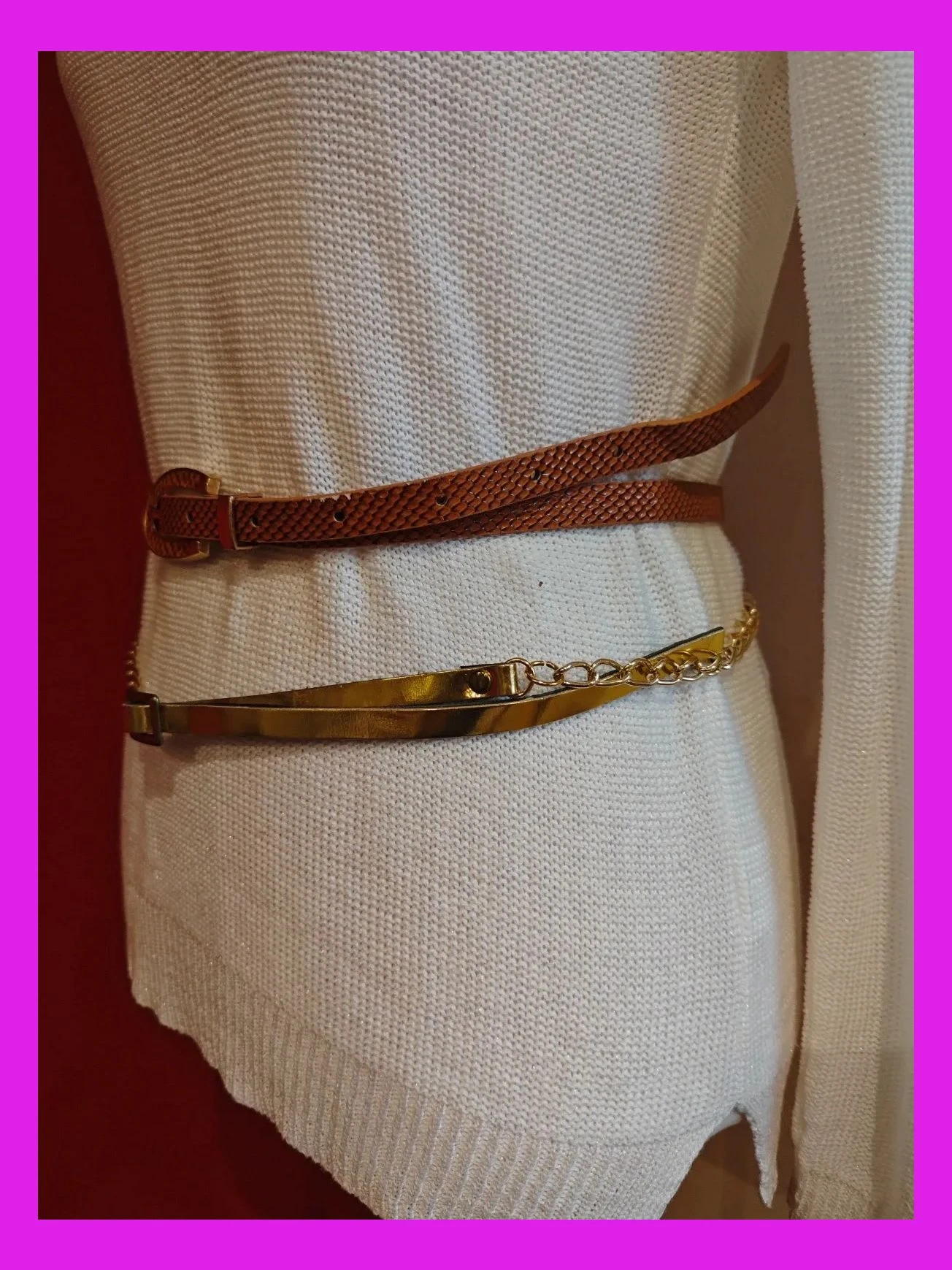 🌺Dos cinturones finos – Vintage Dressing – taille 95 cm 4