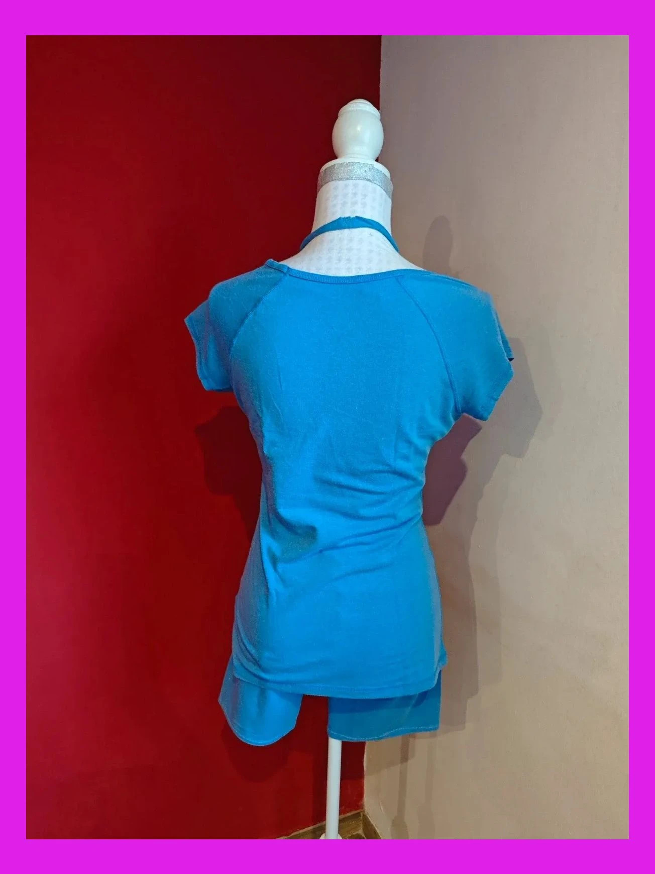 🌺Conjunto deporte short y camiseta azul claro con porta móvil, talla M – Domyos – taille M / 38 / 10 5