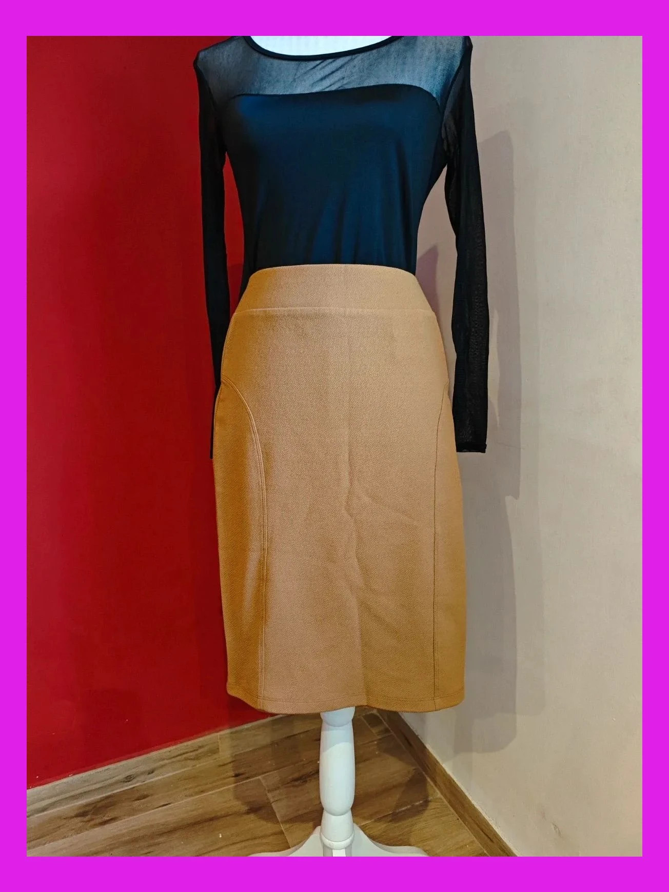 🌺Falda de punto fino elástico color mostaza