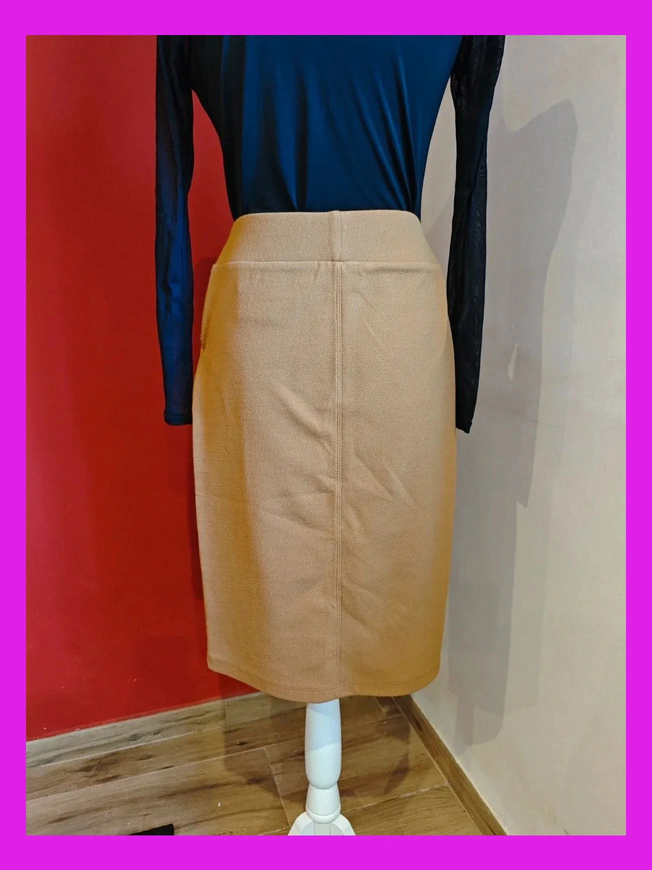🌺Falda de punto fino elástico color mostaza – Yessica – taille XS / 34 / 6 3