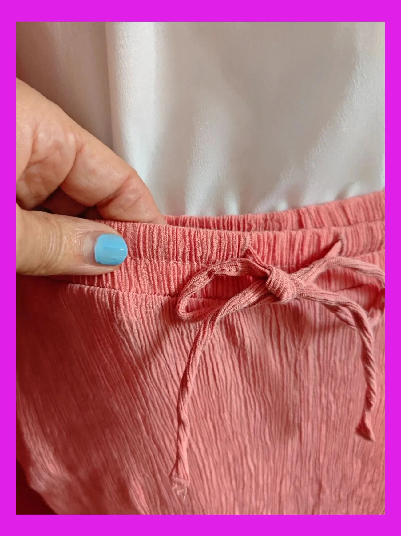 🌺 Pantalón ligero de tela arrugadita rosa coral – Bershka – taille M / 38 / 10 3