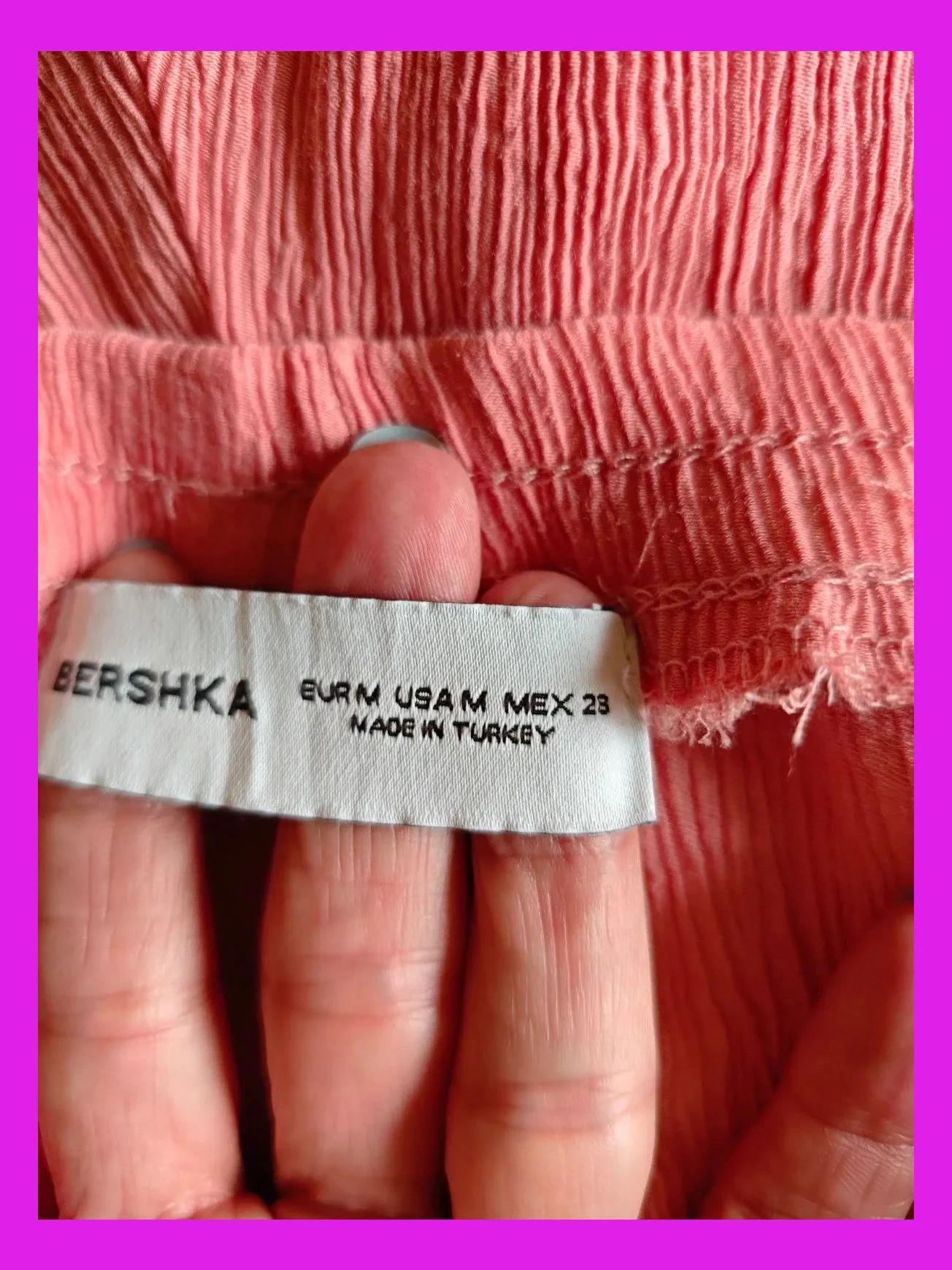 🌺 Pantalón ligero de tela arrugadita rosa coral – Bershka – taille M / 38 / 10 4