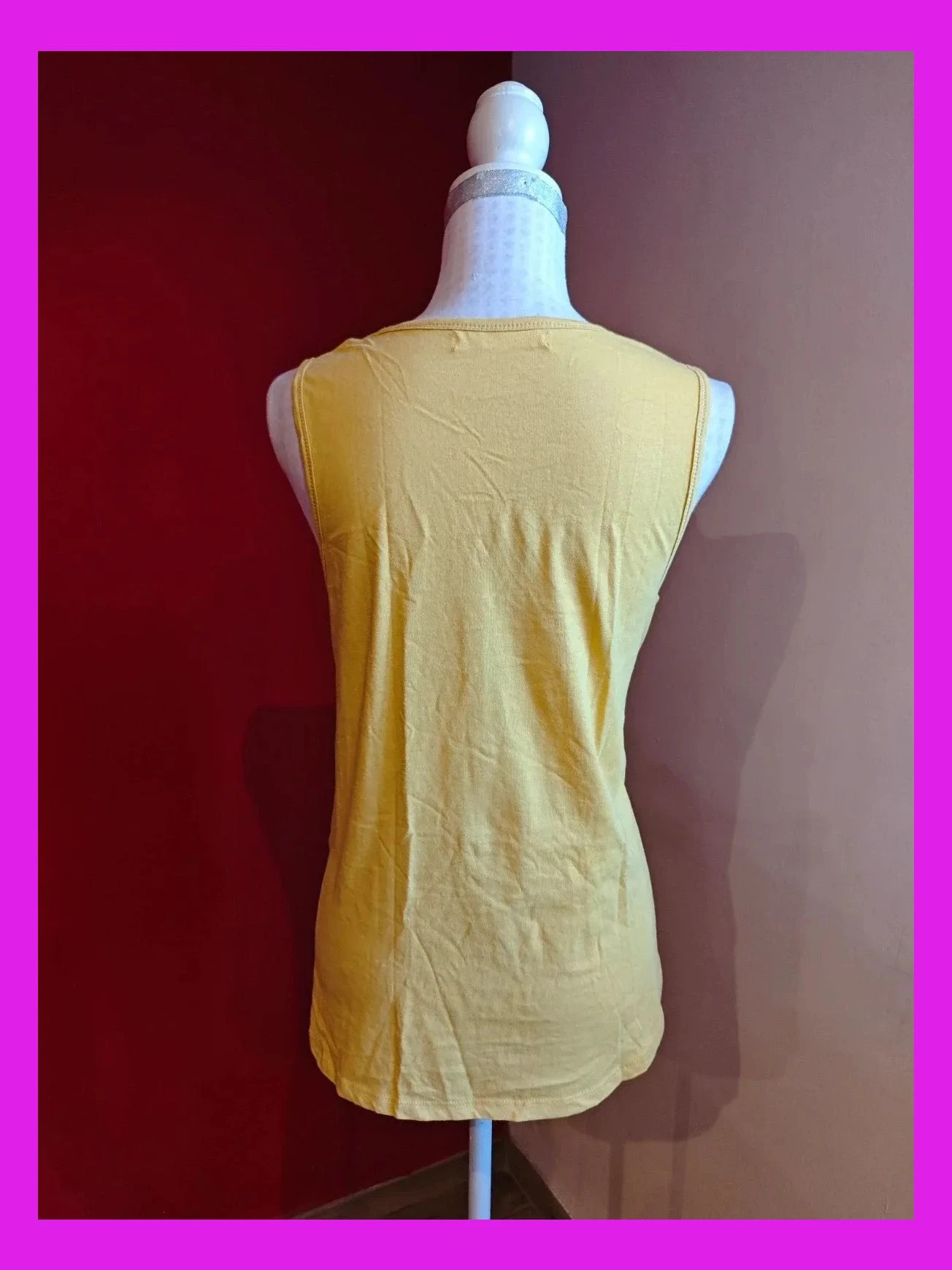 🌺Camiseta amarillo mostaza con apertura en escote y pespunte dorado, talla L – Sfera Casual – taille L / 40 / 12 5