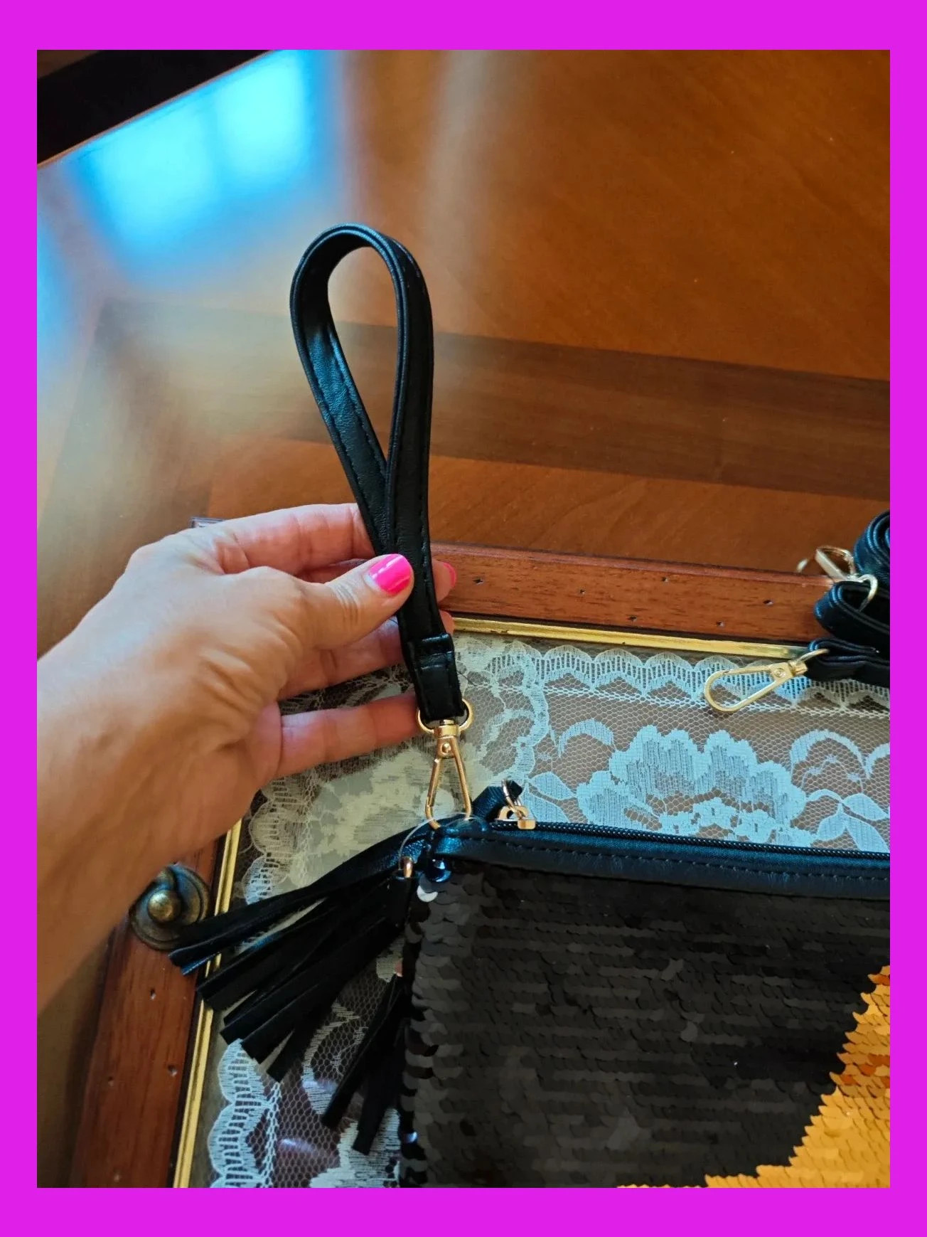 🌺Divino bolso con lentejuelas negras y doradas en estrella – selina z&j sl 5