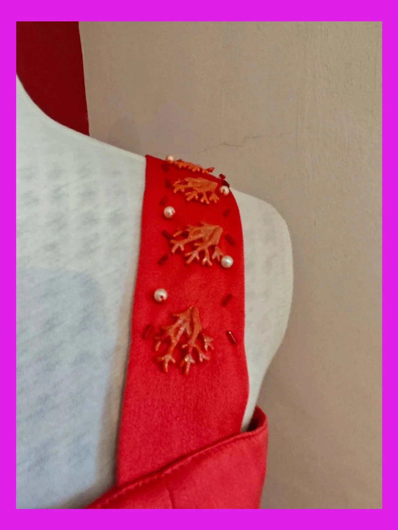 🌺 Precioso vestido largo para eventos, color rojo con aplicaciones en los tirantes – Y etc... – taille L / 40 / 12 4