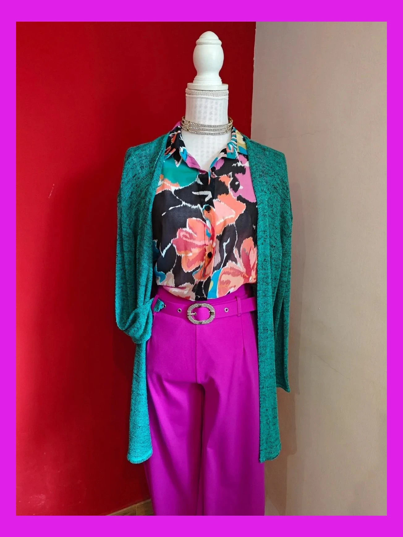 🌺 Bonita chaqueta de punto fino verde jaspeado con negro – H&M Divided – taille 4XL / 48 / 20 2