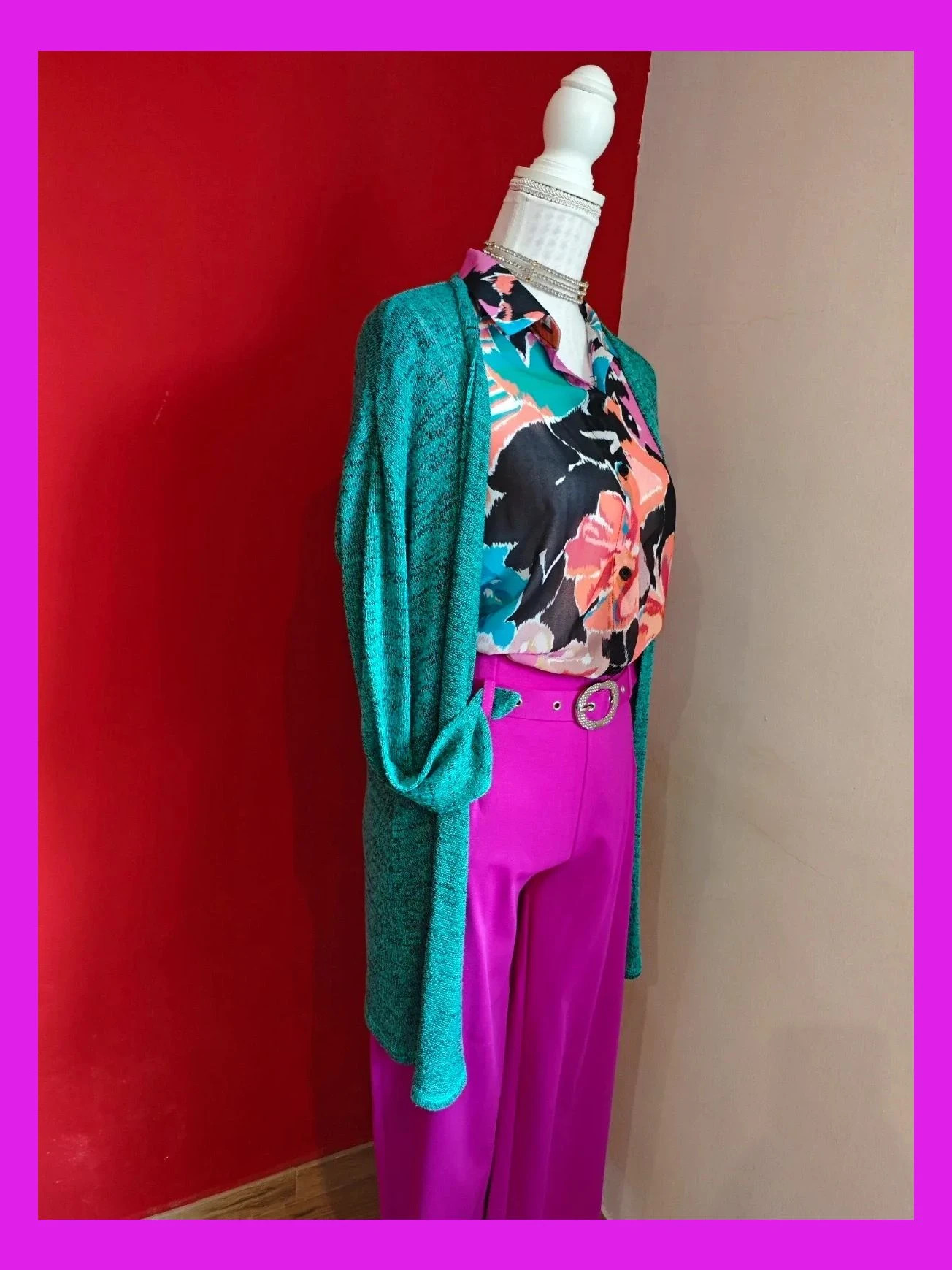 🌺 Bonita chaqueta de punto fino verde jaspeado con negro – H&M Divided – taille 4XL / 48 / 20 3