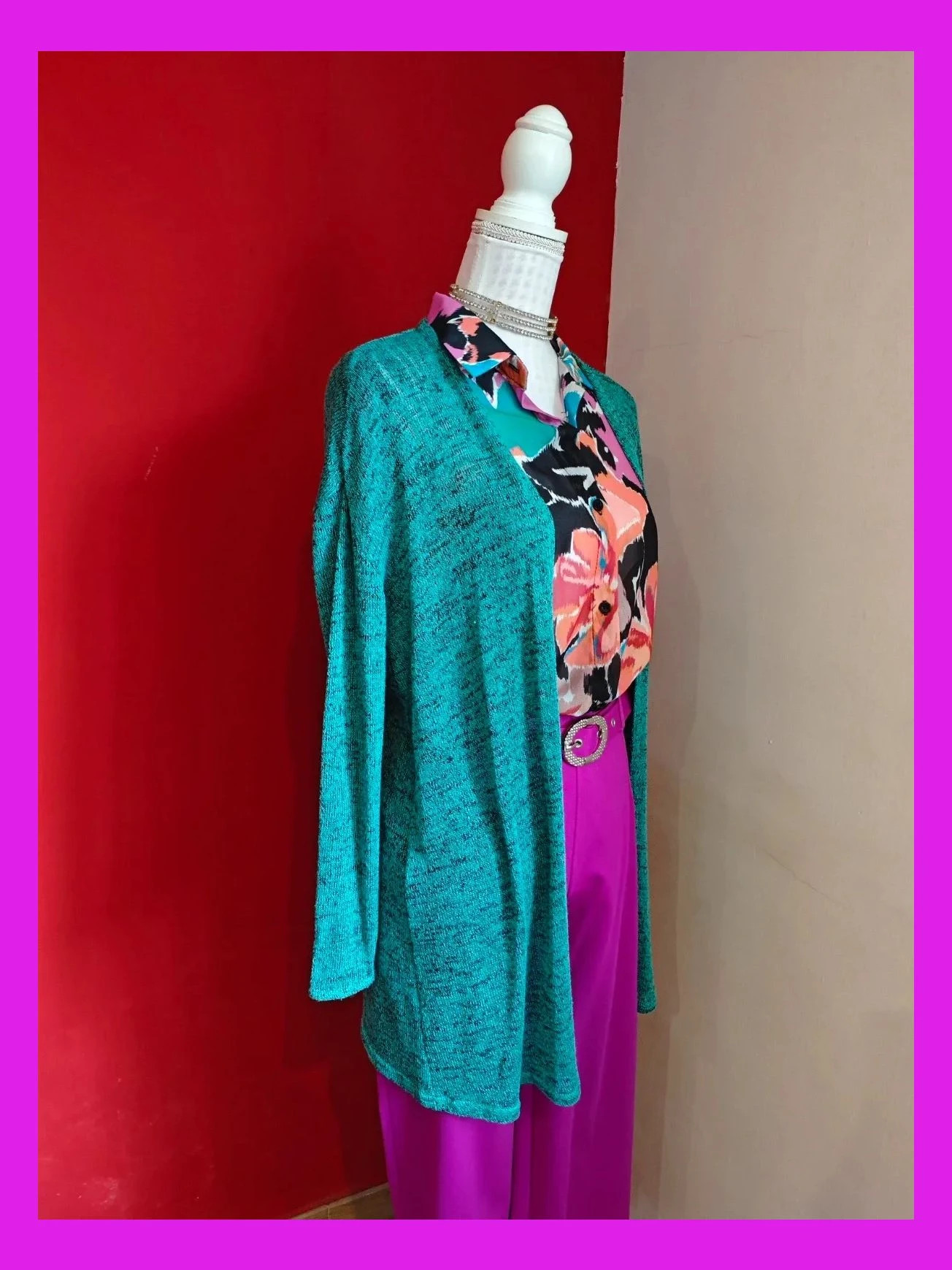 🌺 Bonita chaqueta de punto fino verde jaspeado con negro – H&M Divided – taille 4XL / 48 / 20 4