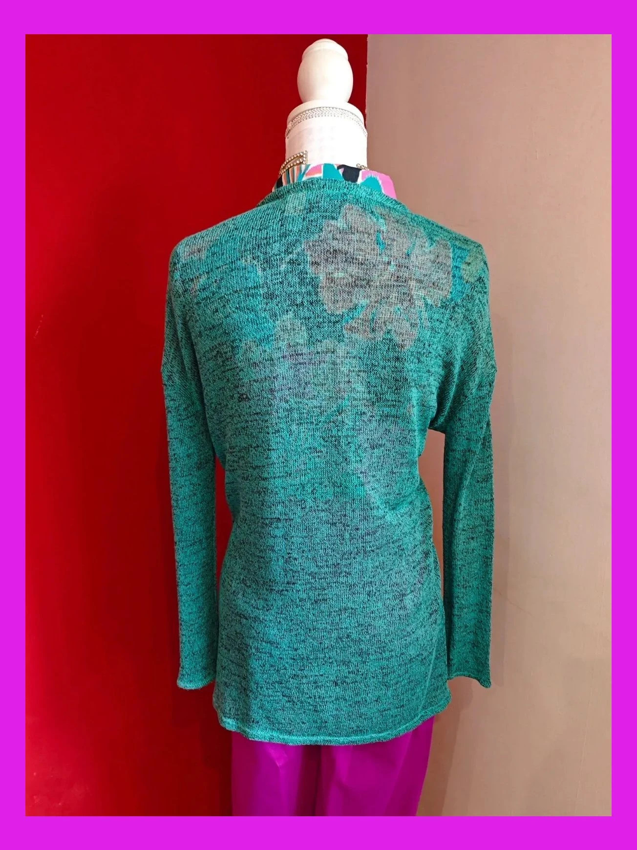 🌺 Bonita chaqueta de punto fino verde jaspeado con negro – H&M Divided – taille 4XL / 48 / 20 5