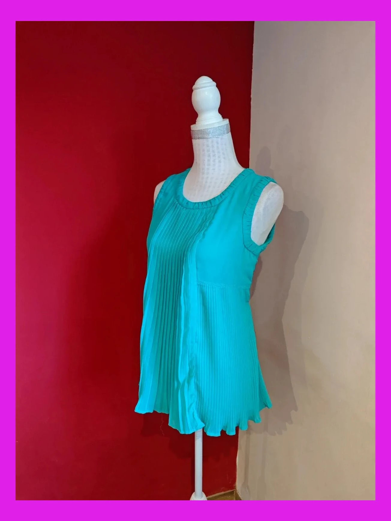 🌺Blusa azul turquesa con tela plisada delante y lisa detrás – Sfera – taille L / 40 / 12 3