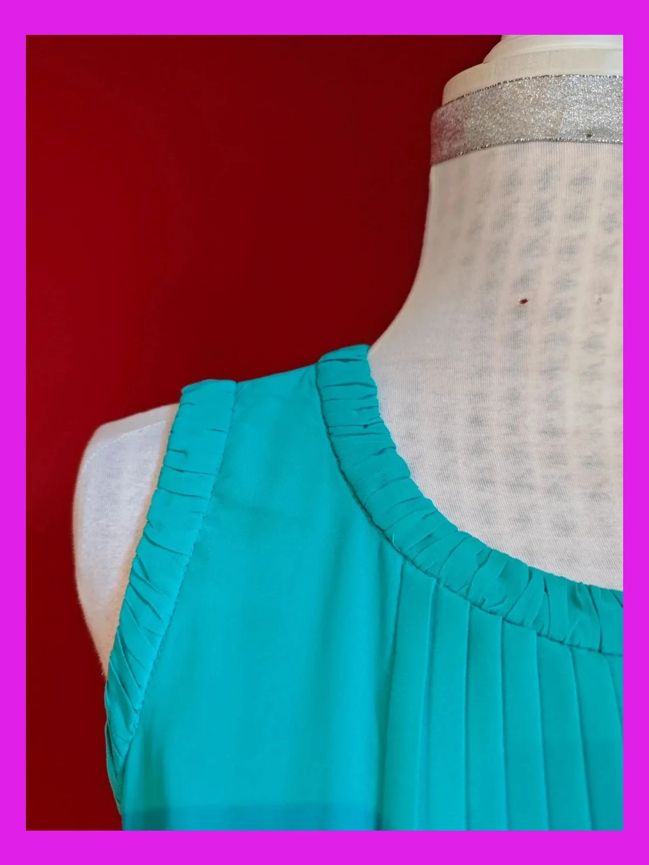 🌺Blusa azul turquesa con tela plisada delante y lisa detrás – Sfera – taille L / 40 / 12 4