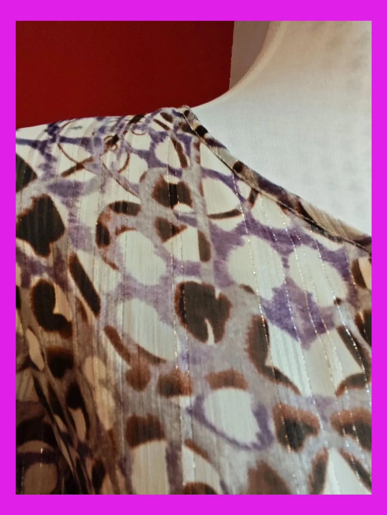 🌺Bonita blusa de gasa tonos malva, beige y marrón con hilos dorados, de Yera – Yera – taille XXL / 44 / 16 4