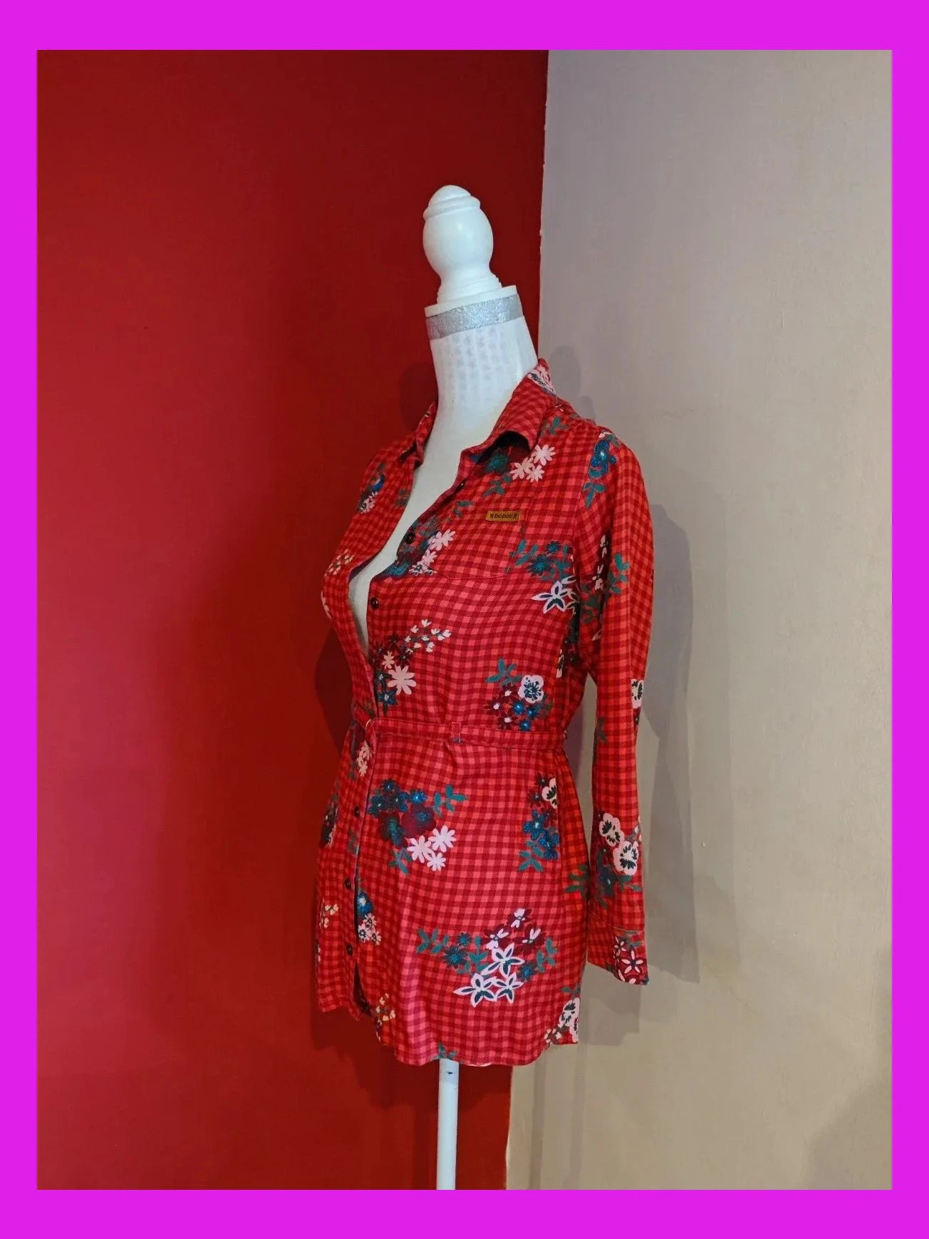 🌺Camisa / Vestido con cuadritos rojos y estampado floral, de Boboli, para niña de 10 años – Bóboli – taille 10 ans / 140 cm 2