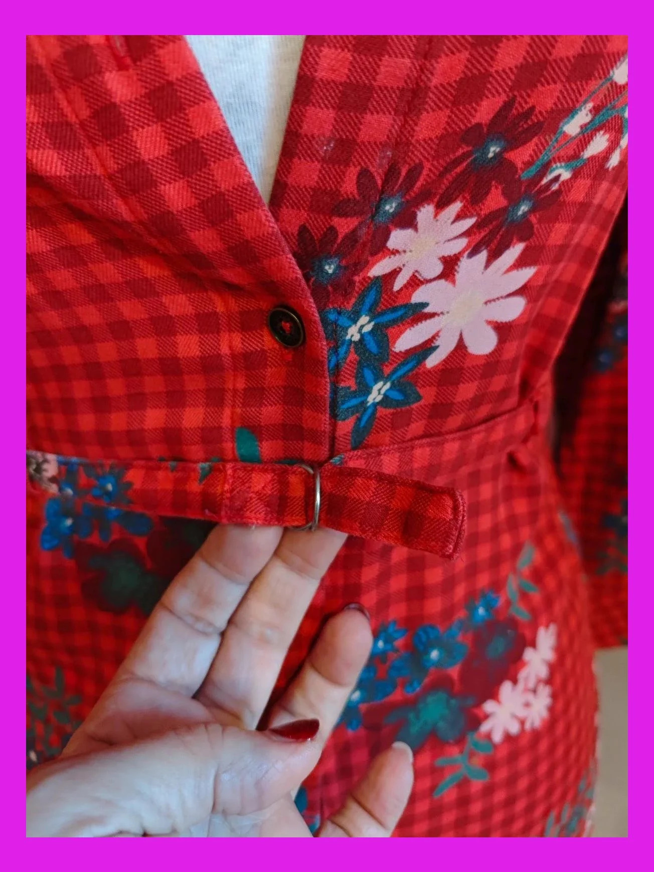 🌺Camisa / Vestido con cuadritos rojos y estampado floral, de Boboli, para niña de 10 años – Bóboli – taille 10 ans / 140 cm 4