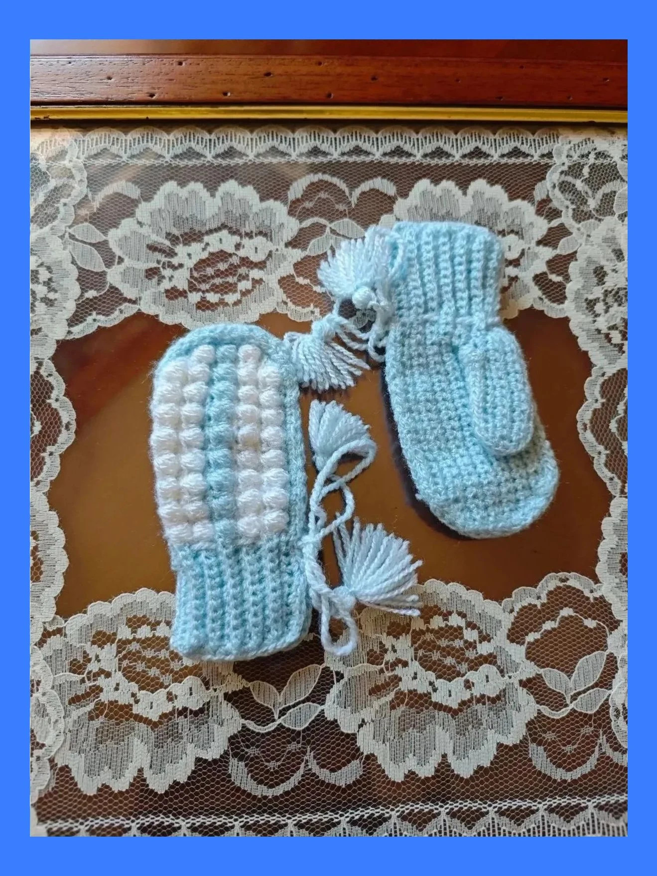 🌺Bonitas manoplas de lana para bebé – Handmade – taille 1-3 mois / 56 cm