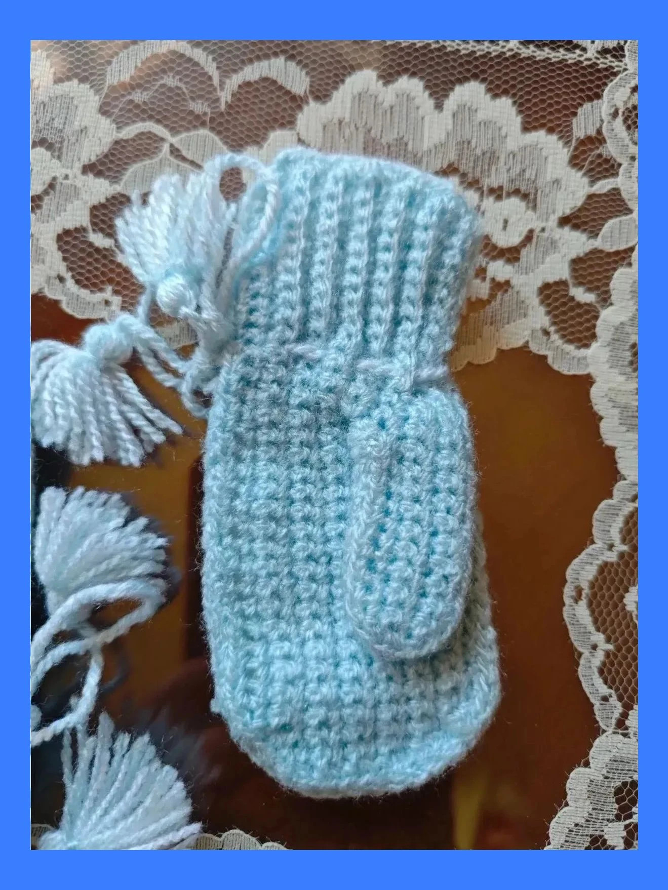 🌺Bonitas manoplas de lana para bebé – Handmade – taille 1-3 mois / 56 cm 3