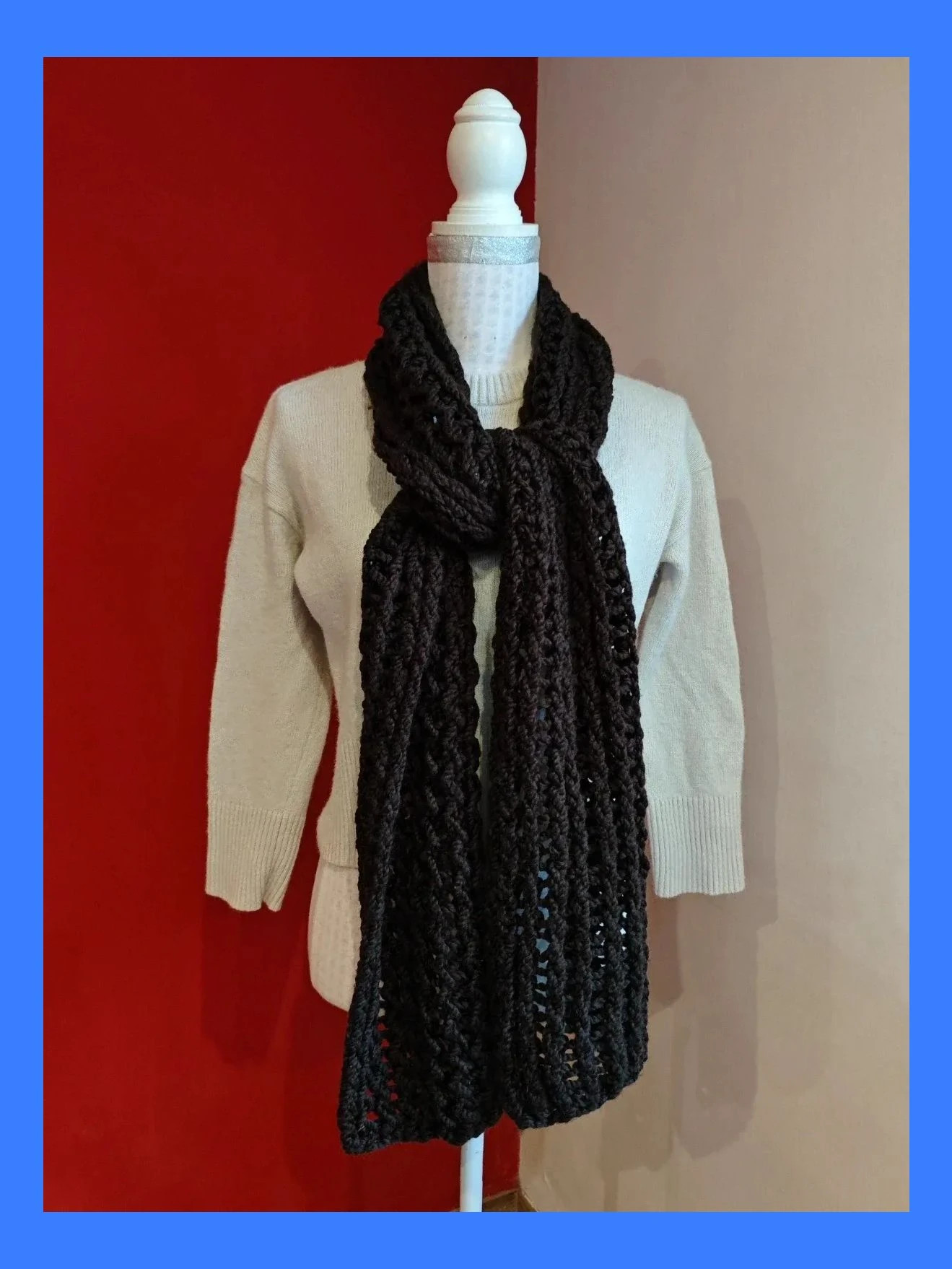 🌺 Bufanda marrón punto gordo handmade – Handmade Beauty 2