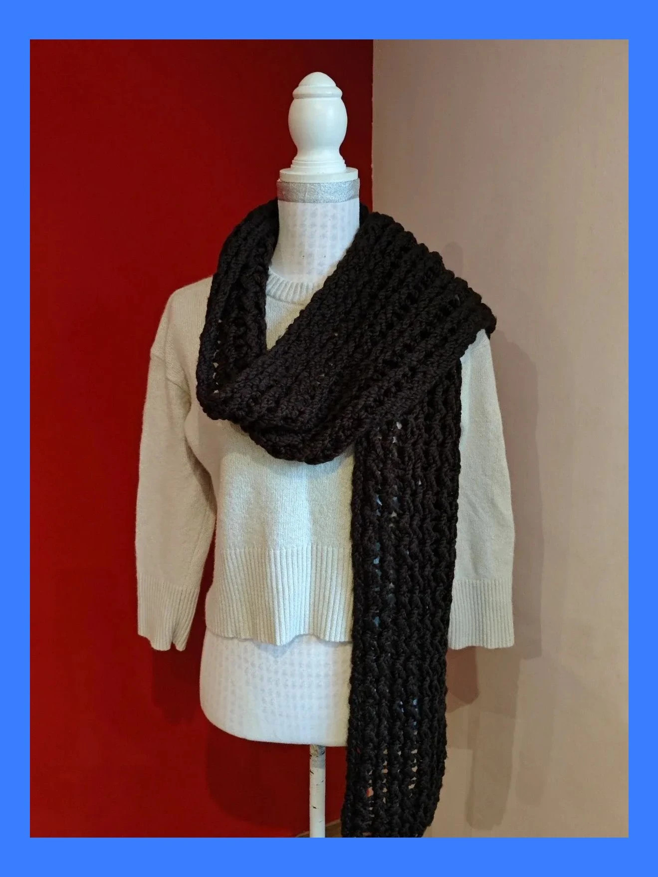 🌺 Bufanda marrón punto gordo handmade – Handmade Beauty 3