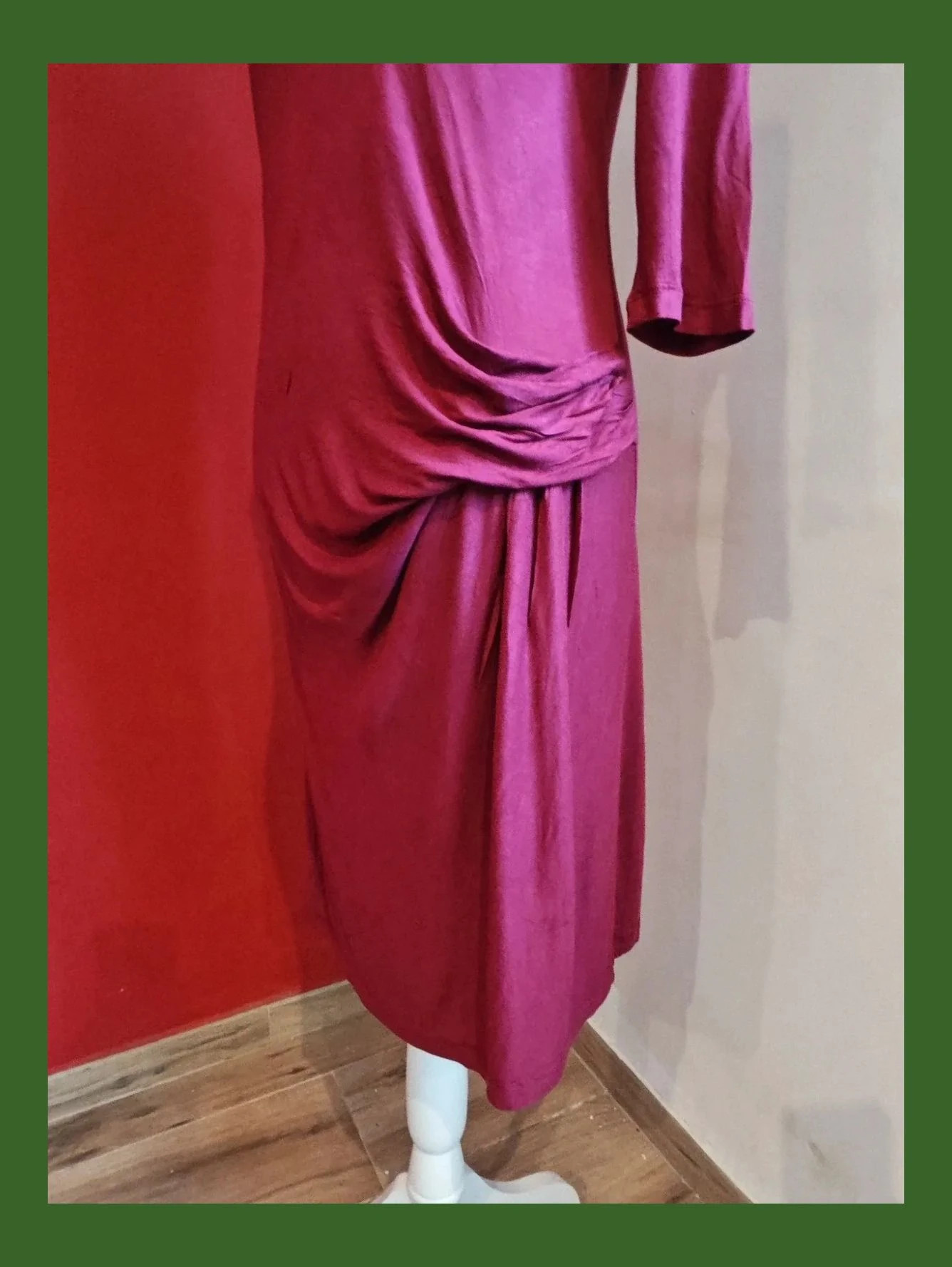 🌺Estiloso vestido de punto fino granate con drapeado en lateral – Mango – taille L / 40 / 12 3