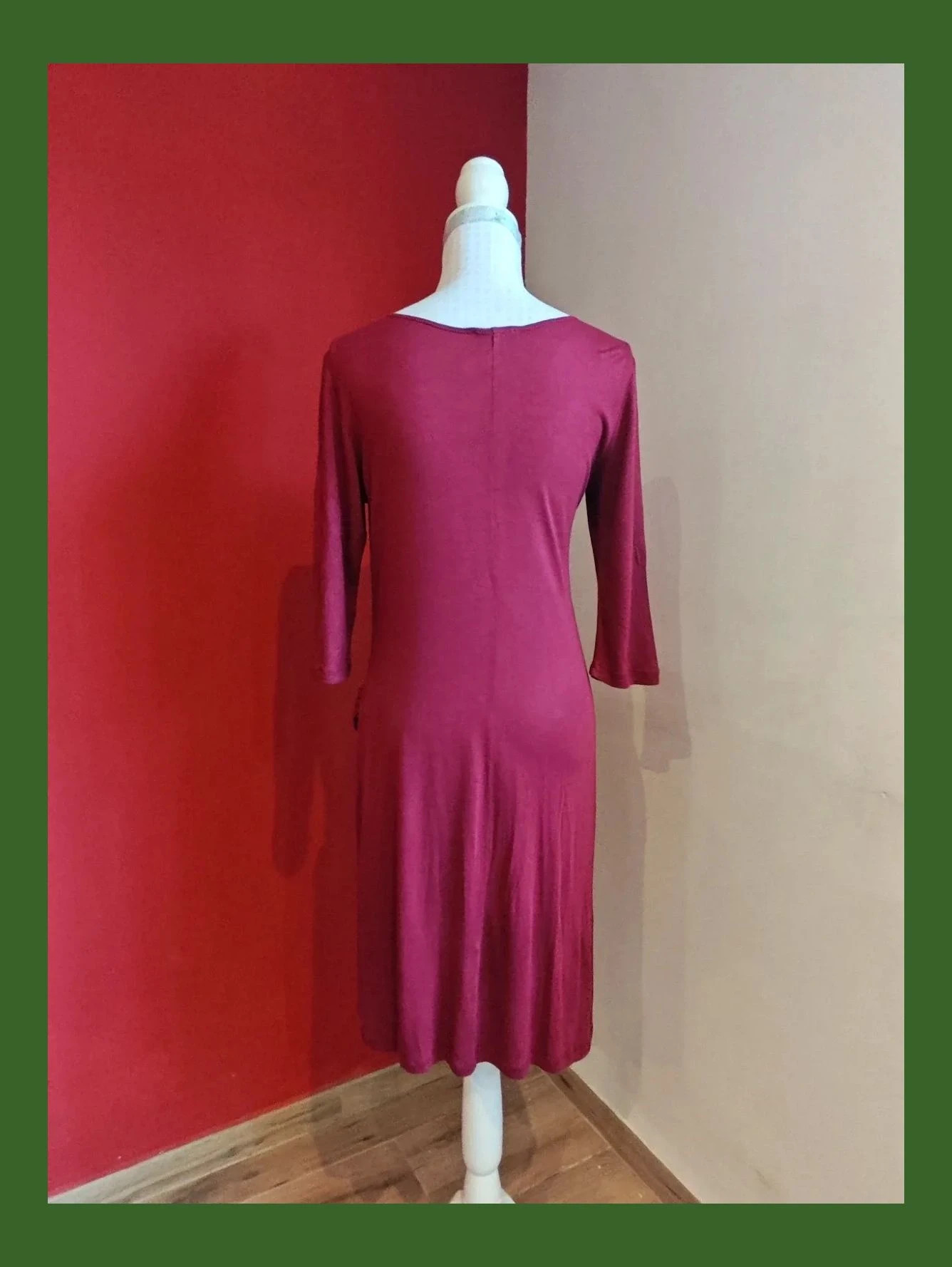 🌺Estiloso vestido de punto fino granate con drapeado en lateral – Mango – taille L / 40 / 12 4