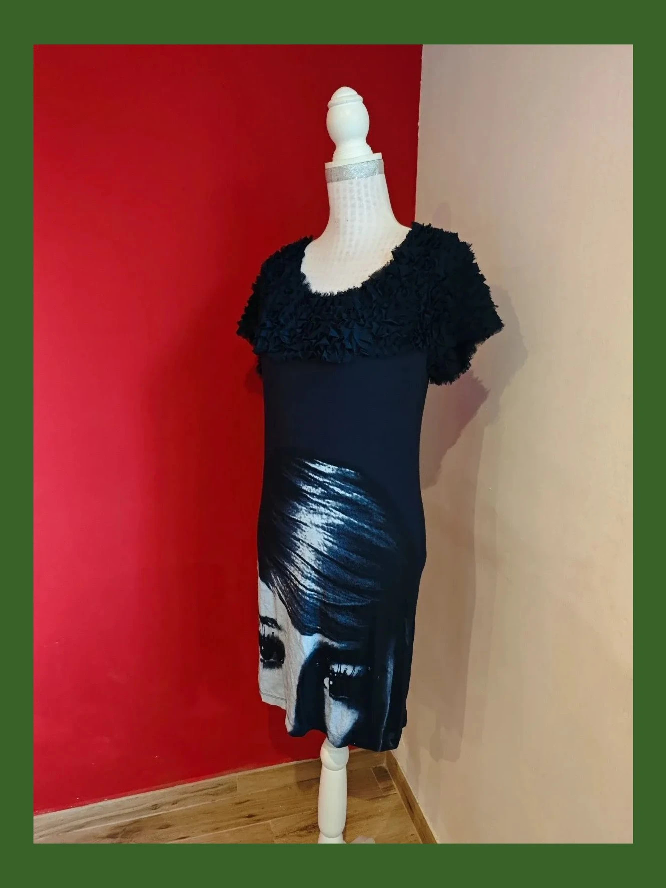 🌺Vestido azul marino con volantitos de gasa en la parte superior, talla M – MNG Jeans – taille M / 38 / 10 2