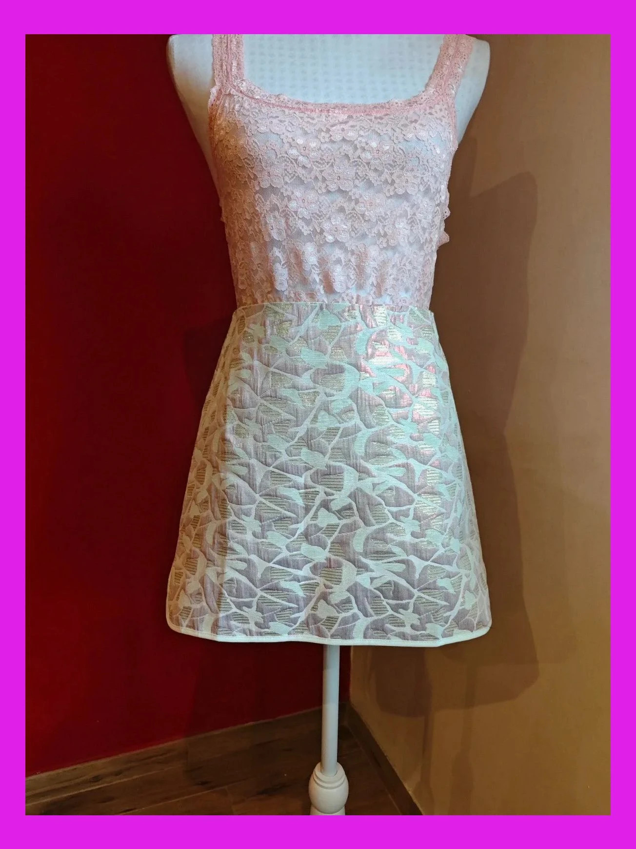 🌺Divina minifalda tonos dorado, rosa y crema, talla S – kokol – taille S / 36 / 8