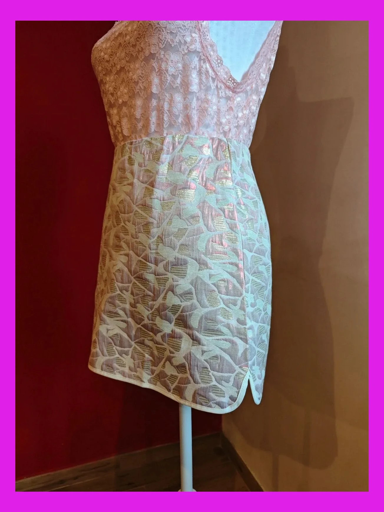 🌺Divina minifalda tonos dorado, rosa y crema, talla S – kokol – taille S / 36 / 8 2
