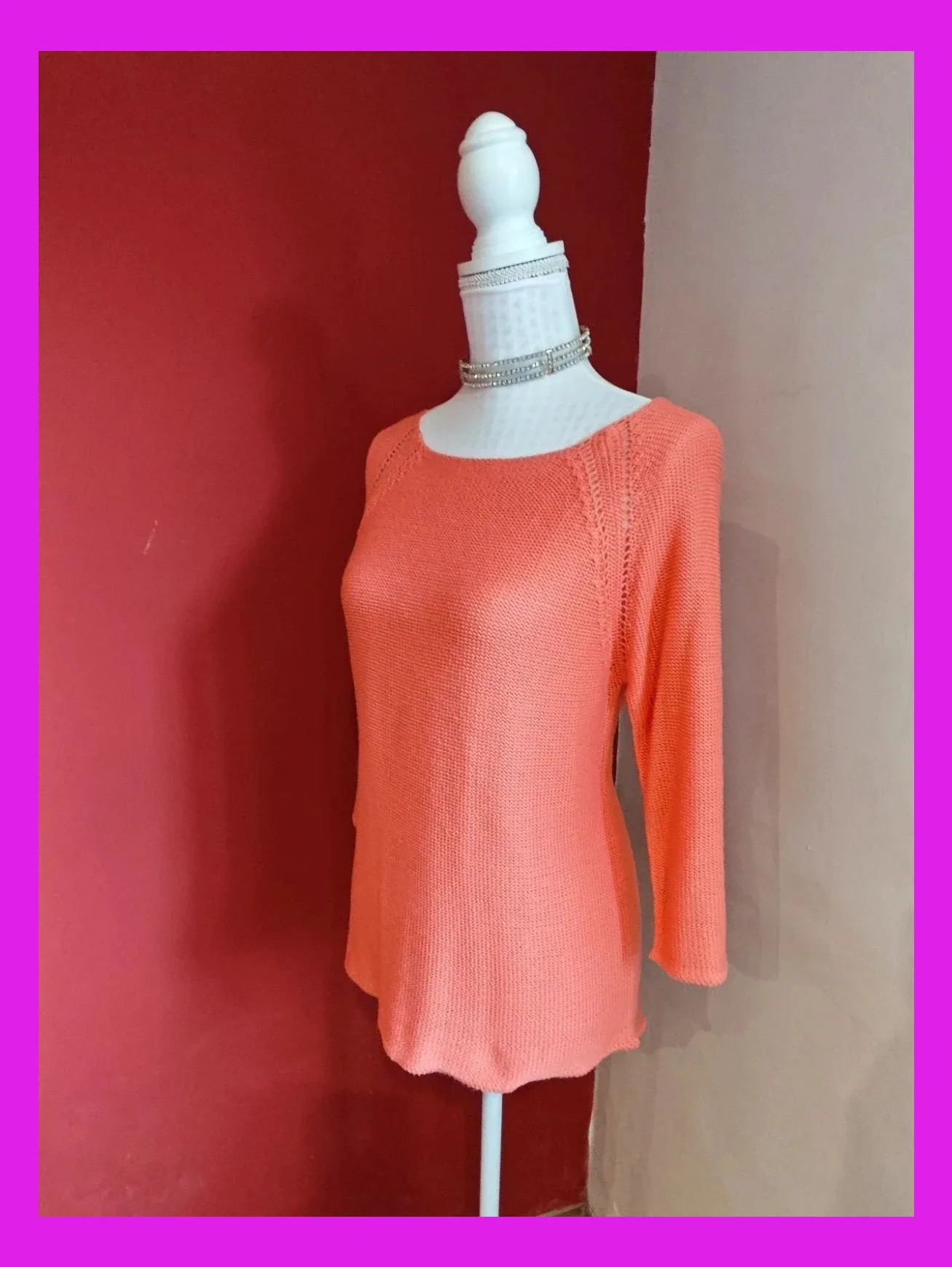 🌺 Camiseta de punto tono coral con bajo redondeado – Easy Wear – taille L / 40 / 12 2
