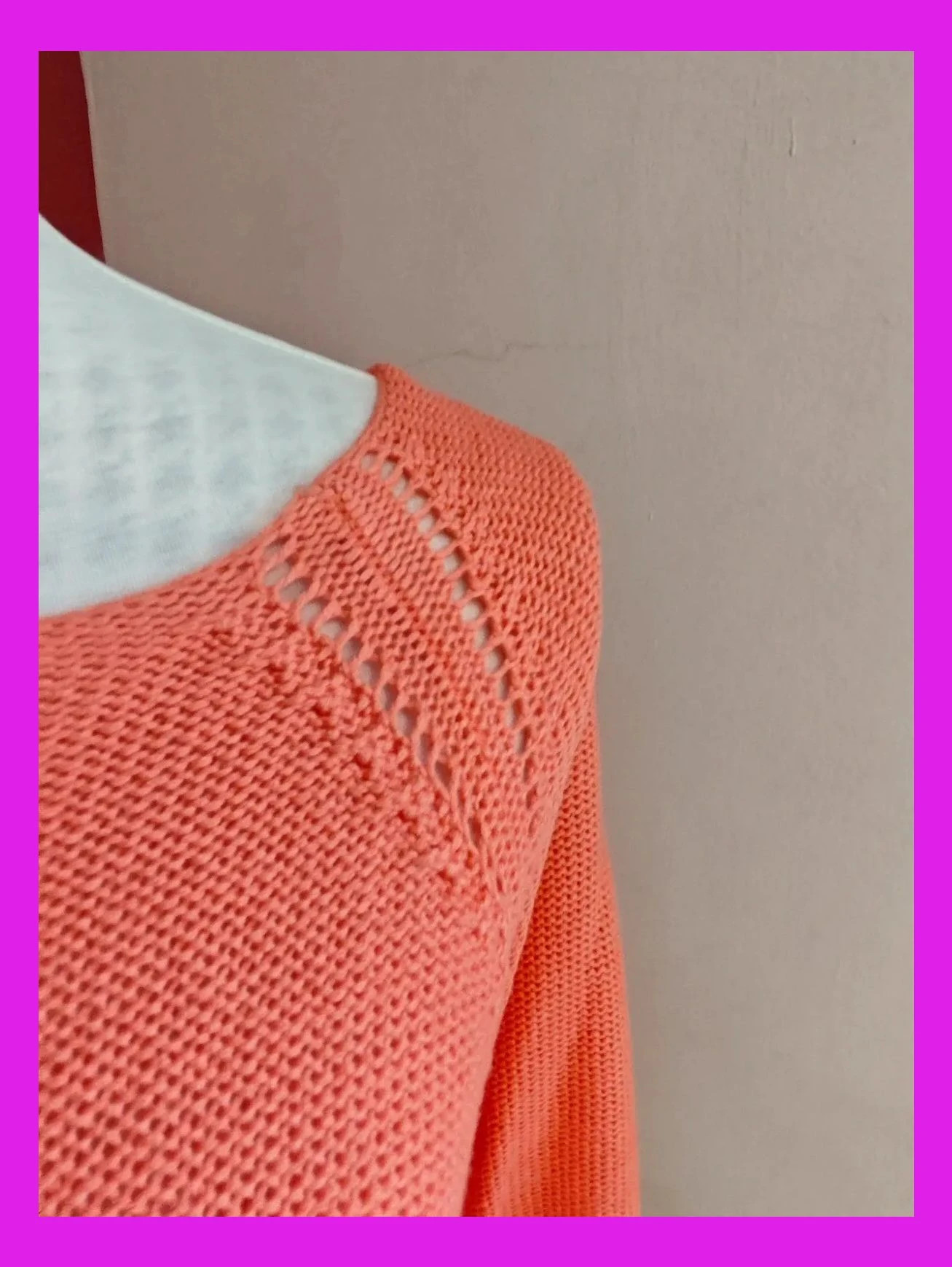 🌺 Camiseta de punto tono coral con bajo redondeado – Easy Wear – taille L / 40 / 12 4