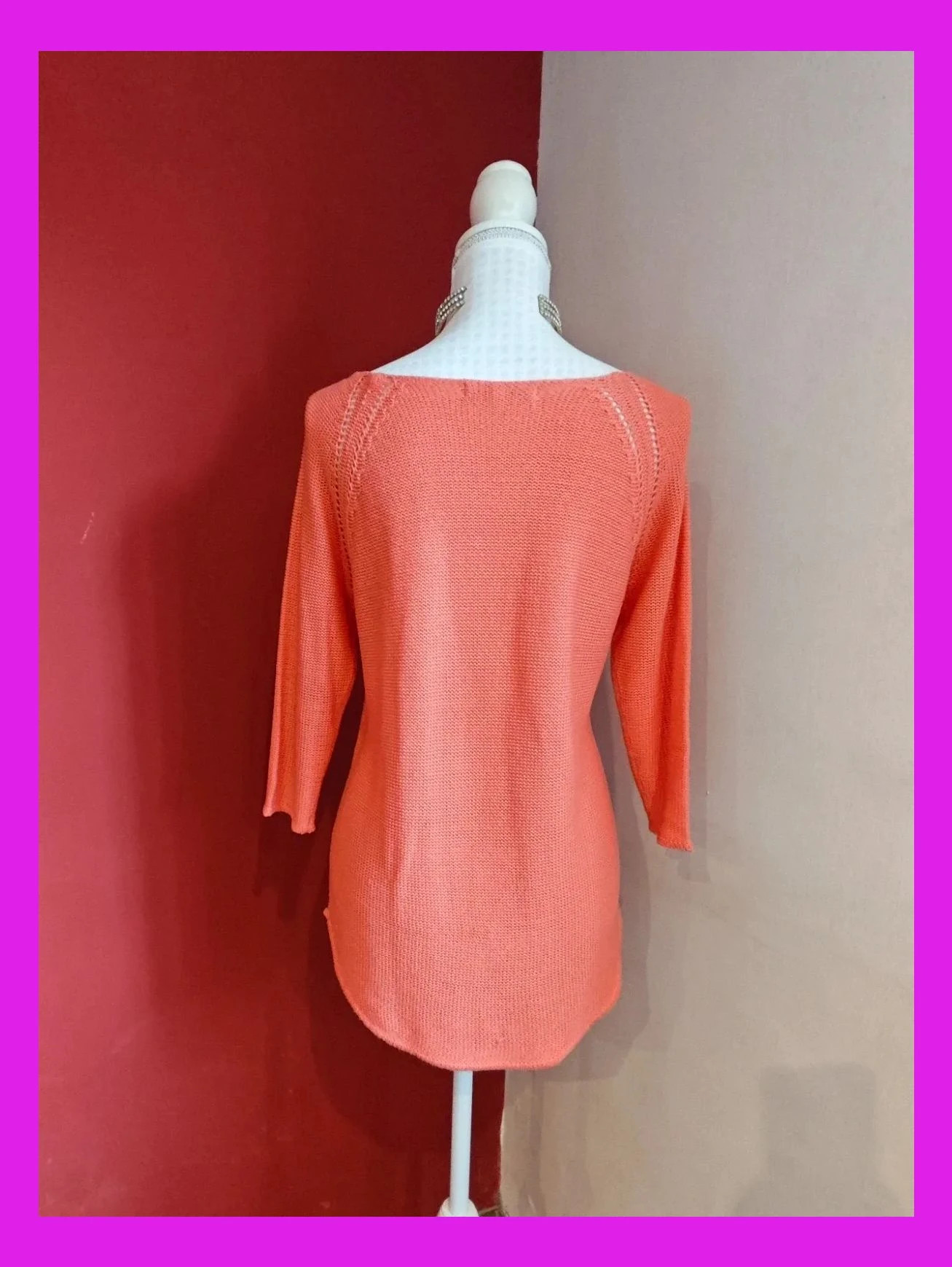 🌺 Camiseta de punto tono coral con bajo redondeado – Easy Wear – taille L / 40 / 12 5