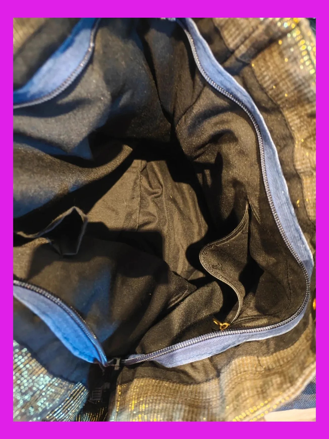 🌺Bolso de hombro, de tela dorada con rayitas, con asas trenzadas en esa tela y símil piel – Boutique privée 4