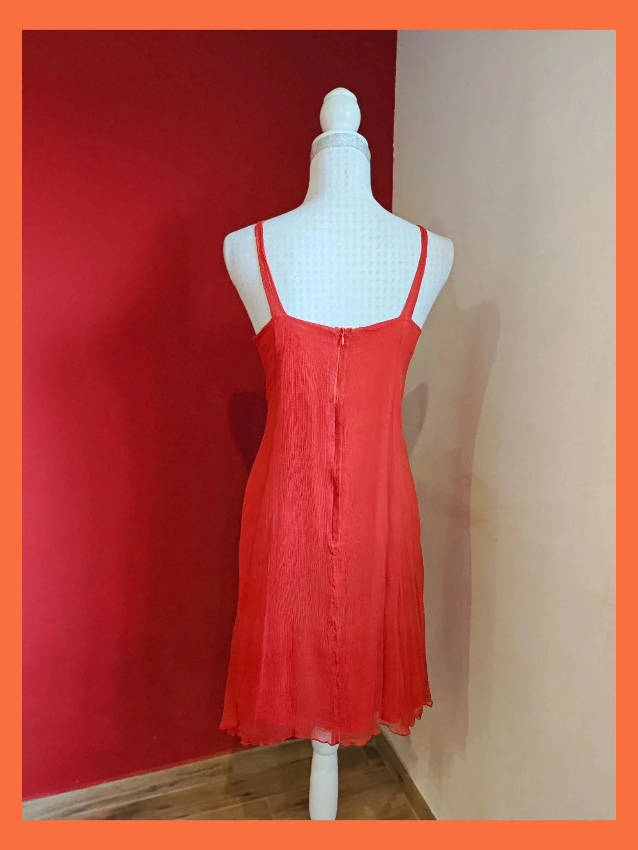 🌺Divino vestido de seda roja tela efecto arrugadito, talla 42 – Exaltation – taille XL / 42 / 14 4