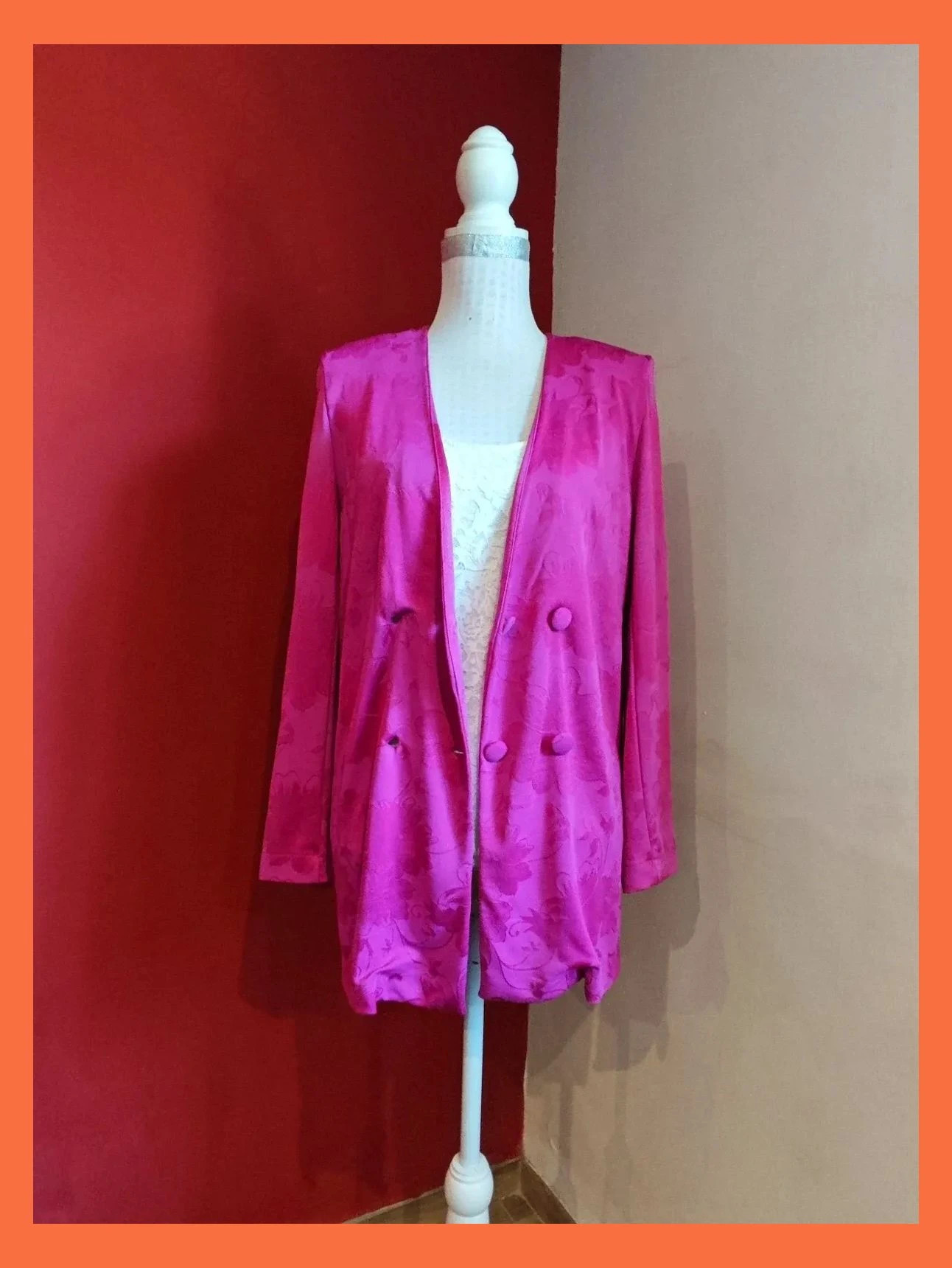 🌺Preciosa blazer fucsia de verano con estampado integrado – Sfera Collection – taille L / 40 / 12 3