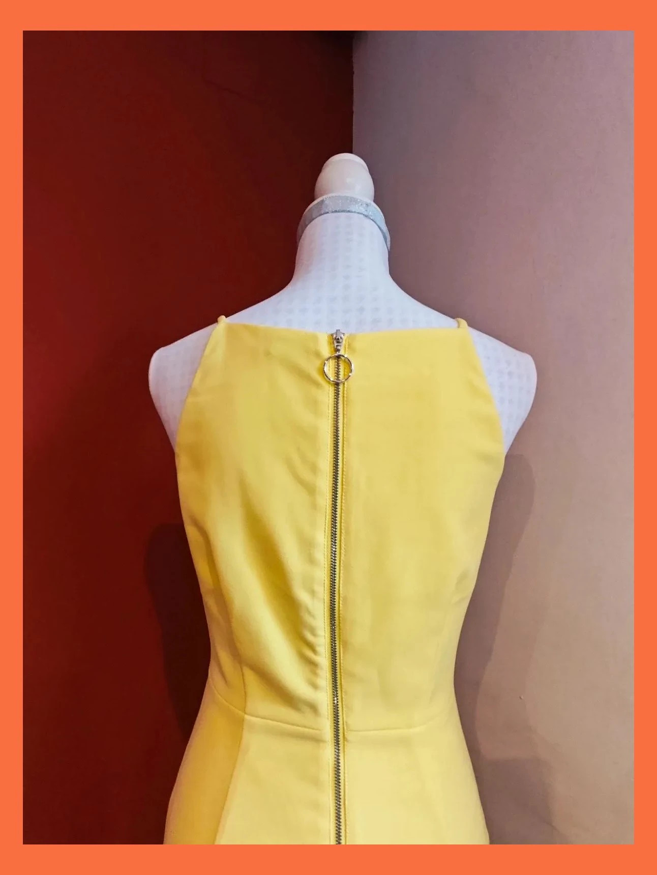 🌺Vestido entallado amarillo de tirantes con cremallera trasera – H&M – taille M / 38 / 10 5