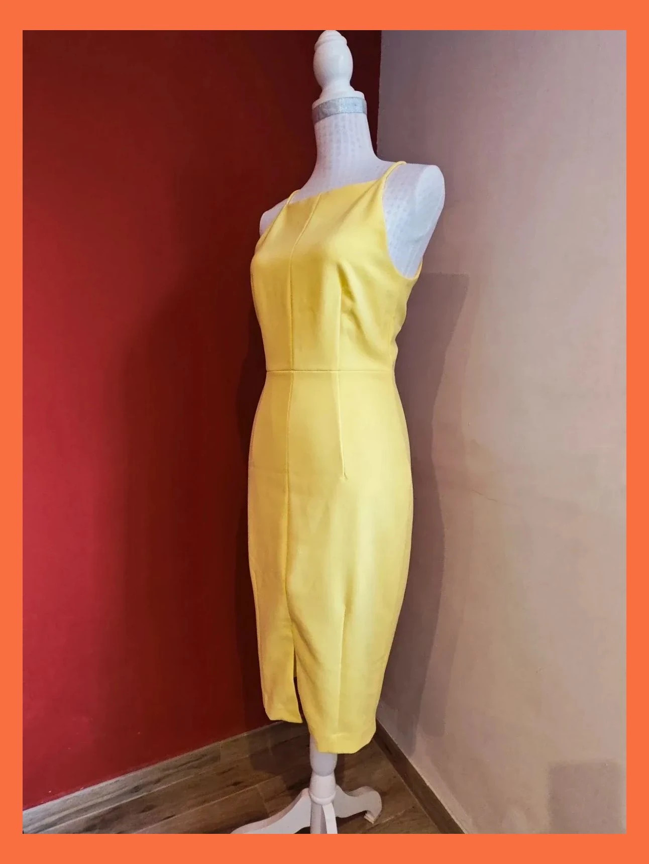 🌺Vestido entallado amarillo de tirantes con cremallera trasera – H&M – taille M / 38 / 10 2