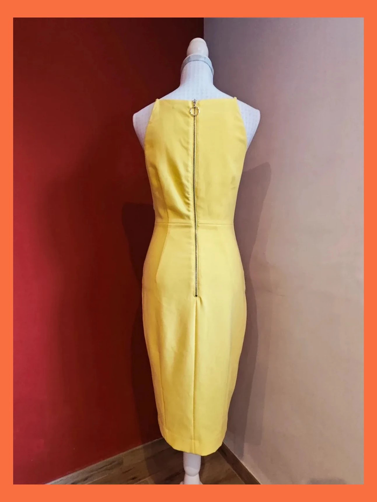 🌺Vestido entallado amarillo de tirantes con cremallera trasera – H&M – taille M / 38 / 10 4
