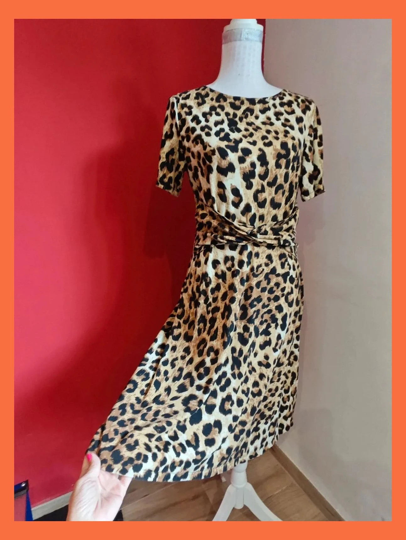 🌺 Estiloso vestido estampado animal print con lazo nudo en cintura delantera – taille L / 40 / 12 2
