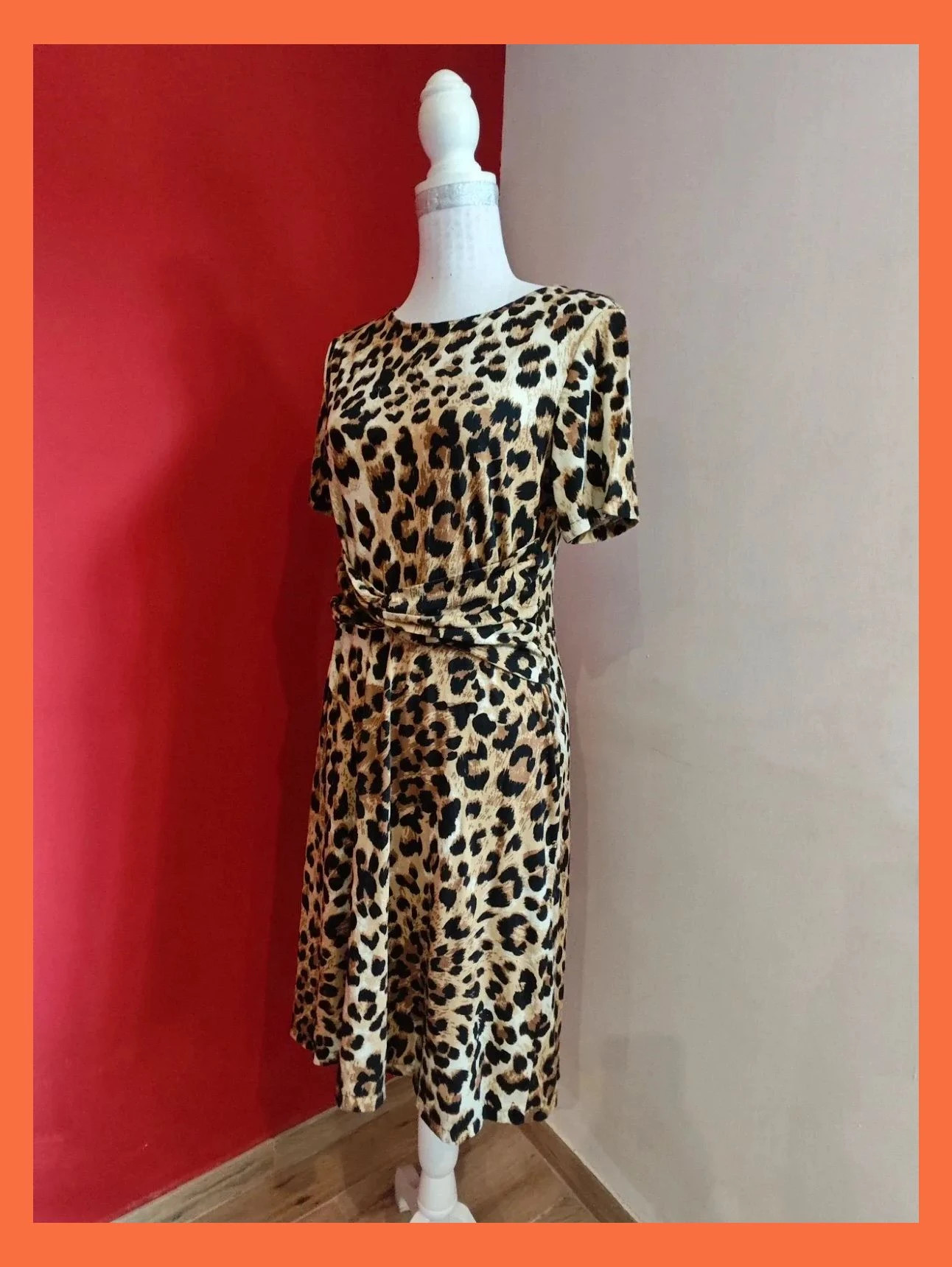 🌺 Estiloso vestido estampado animal print con lazo nudo en cintura delantera – taille L / 40 / 12 3