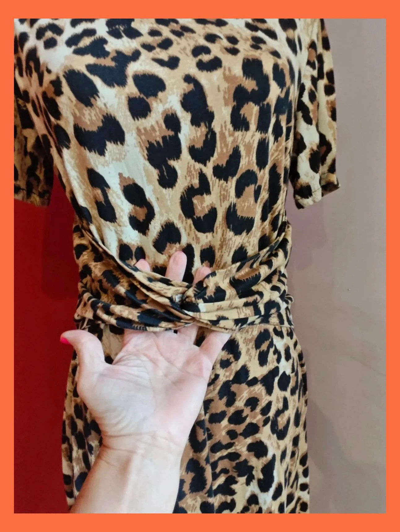 🌺 Estiloso vestido estampado animal print con lazo nudo en cintura delantera – taille L / 40 / 12 4