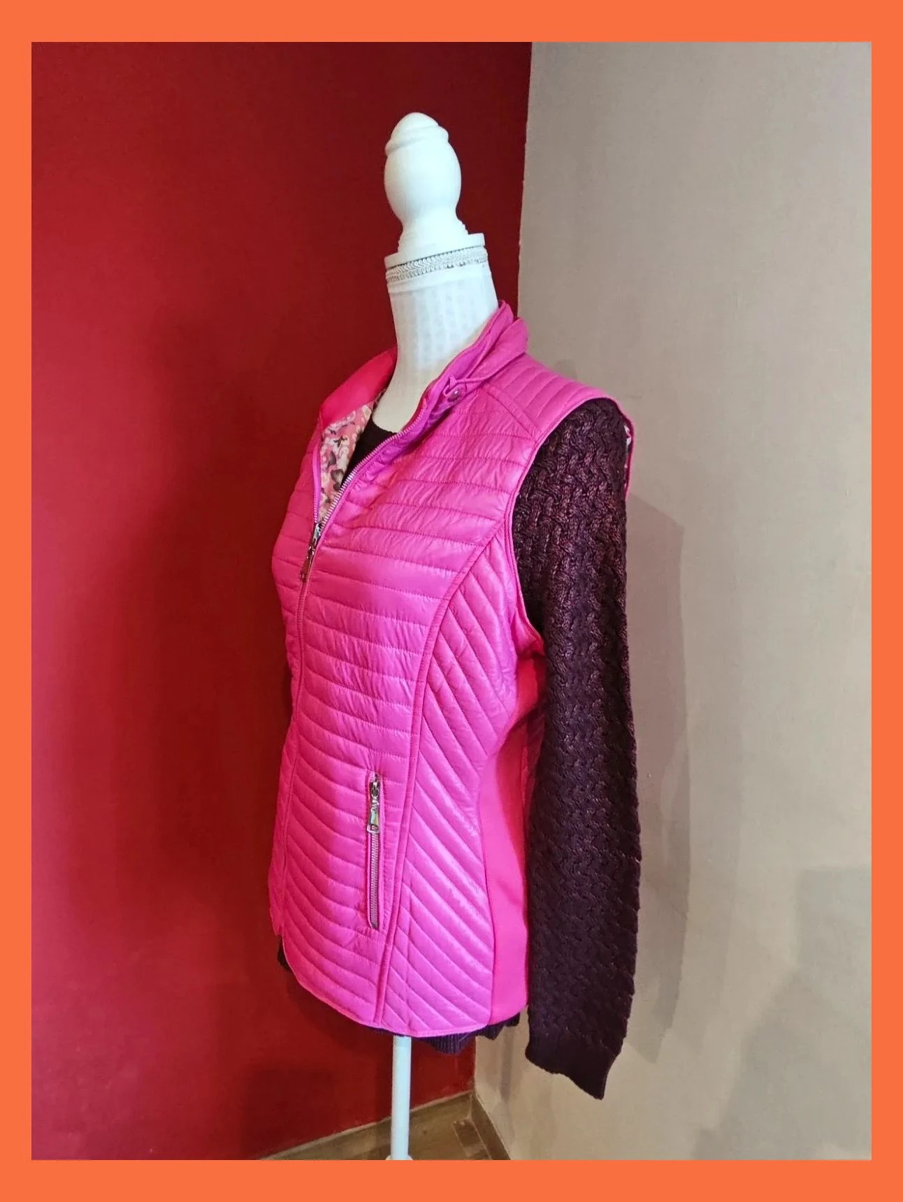 🌺 Cómodo y práctico chaleco acolchado reversible – Wen Ni – taille XL / 42 / 14 3