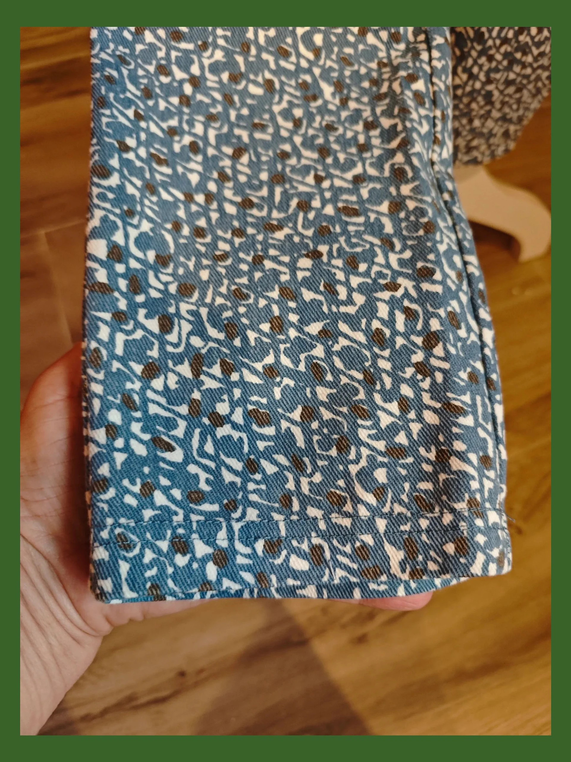 🌺 Pantalón pitillo de algodón elástico tonos azul, blanco y marrón, talla L – Miss Lady – taille L / 40 / 12 3